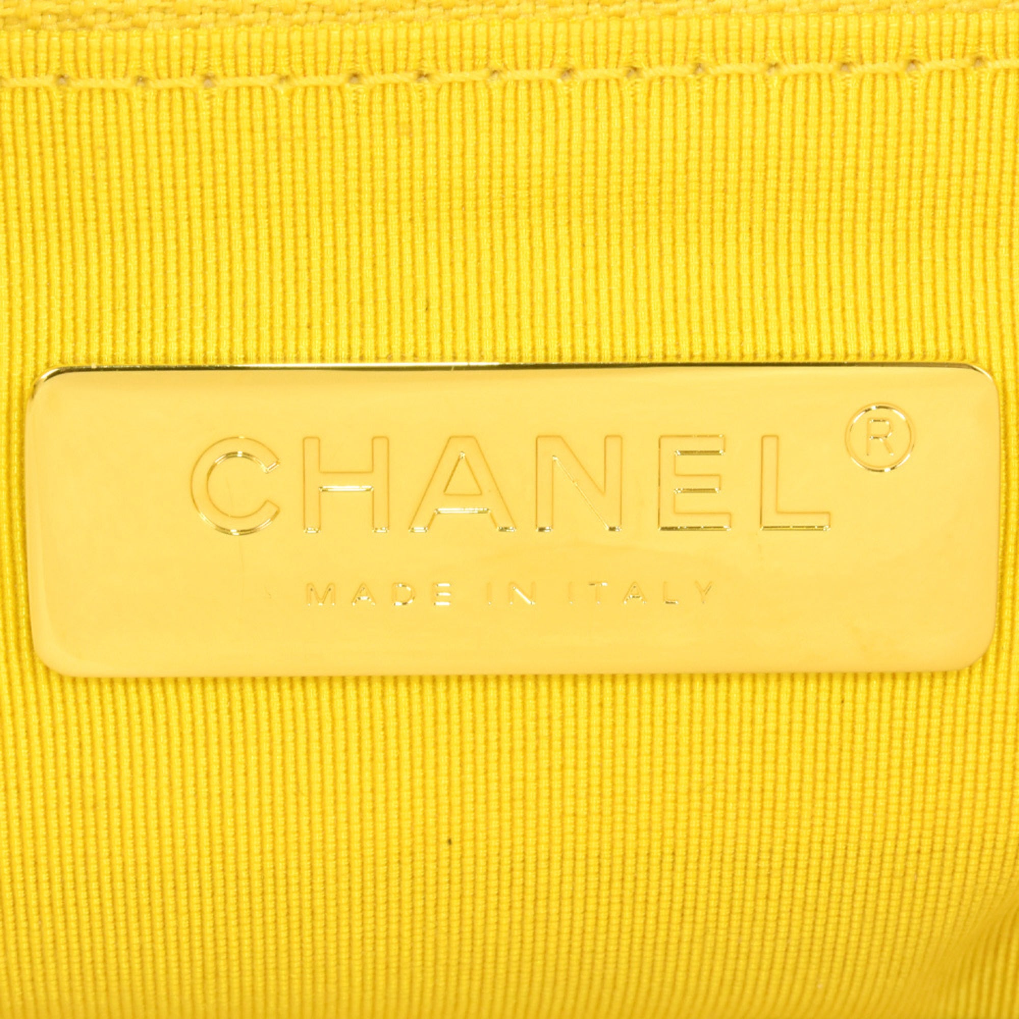Chanel Yellow Canvas Leather Shoulder Bag (Pre-Owned)