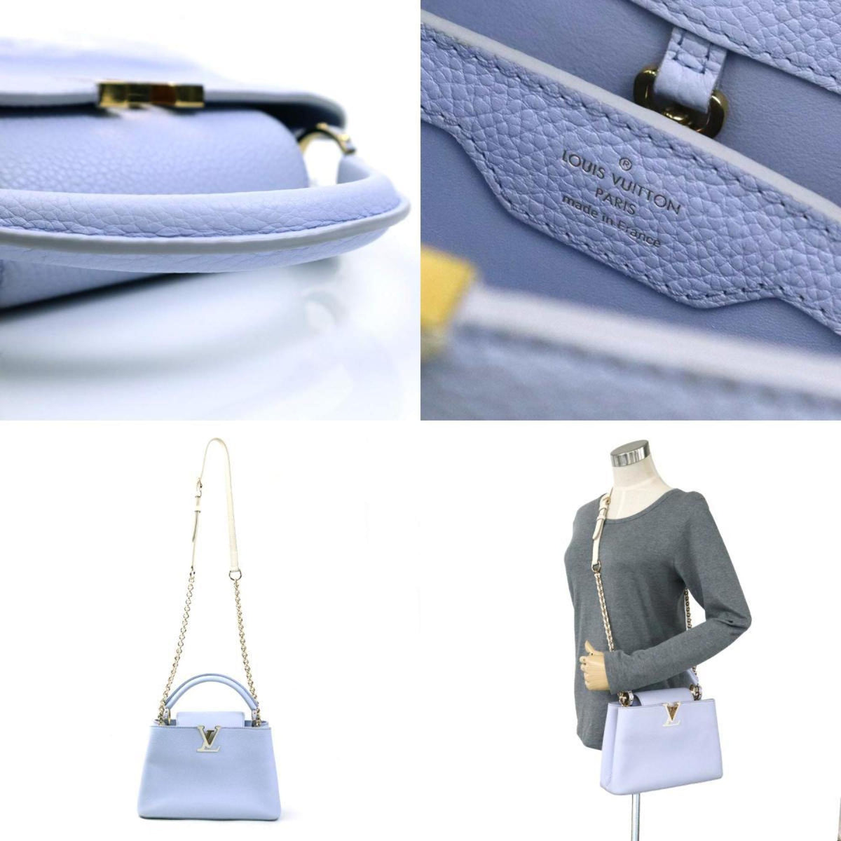 Louis Vuitton Ivory Light Purple Leather Handbag Shoulder Bag (Pre-Owned)