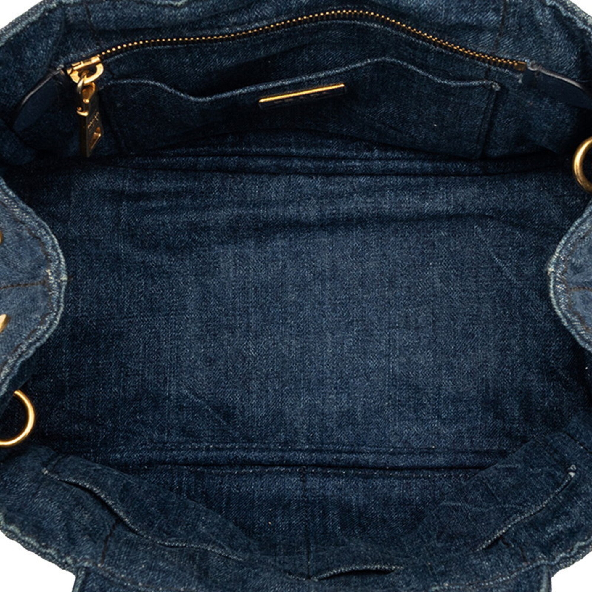 Prada Blue Denim Handbag Shoulder Bag (Pre-Owned)