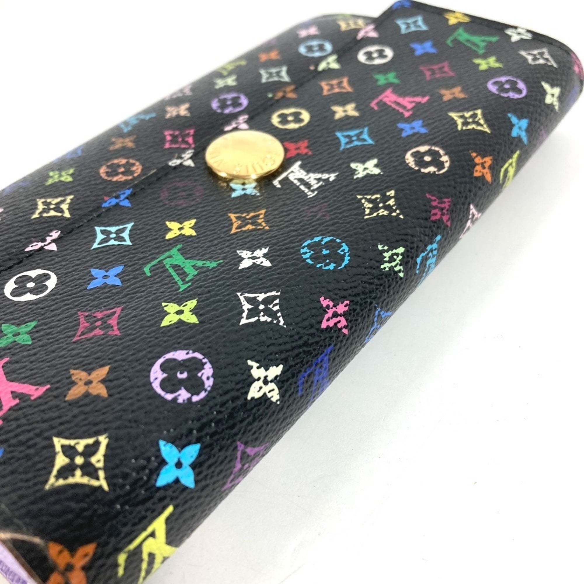 Louis Vuitton Black Multi-Color Purple Monogram Multicolore Canvas Long Wallet (Bi-Fold) (Pre-Owned)