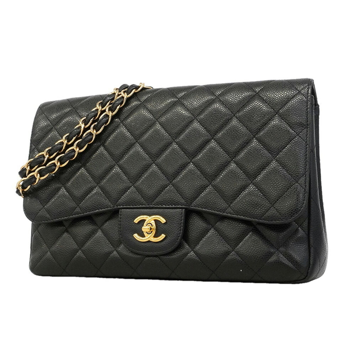 Chanel Black Grained Calfskin Shoulder Bag (Pre-Owned)