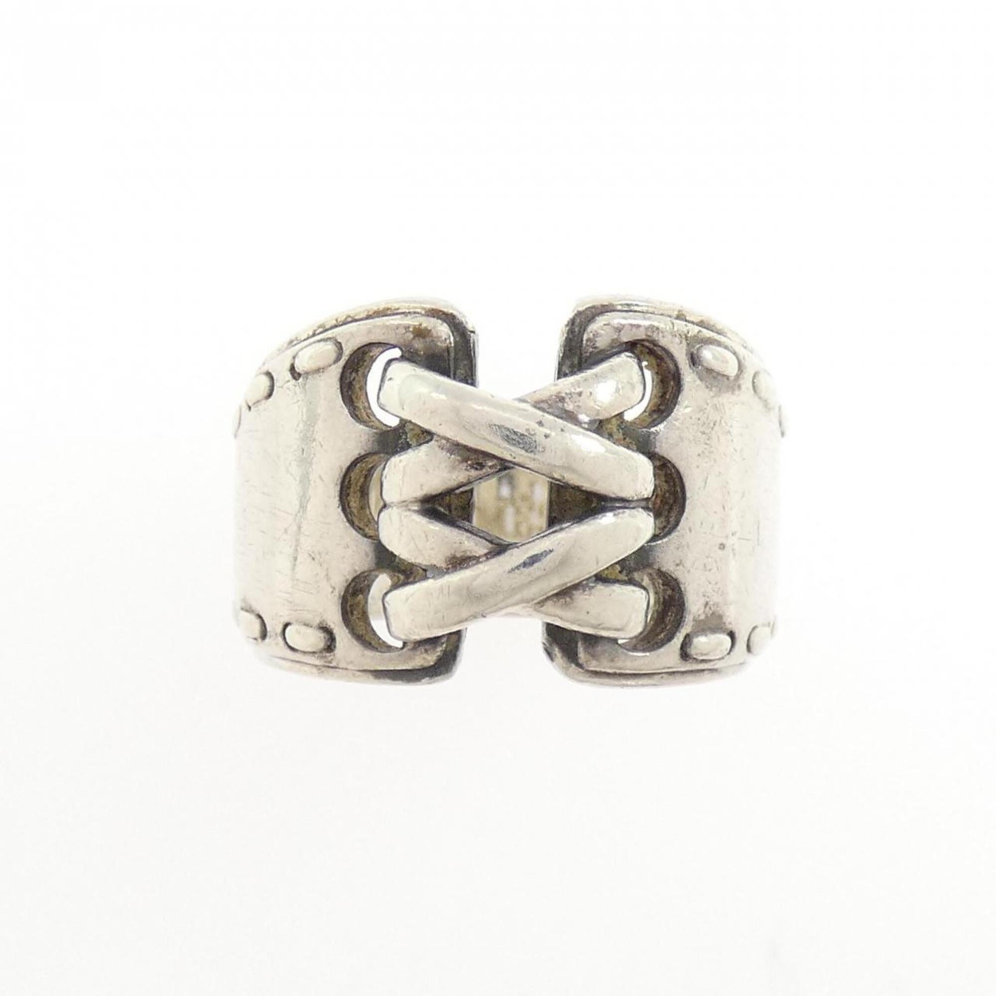 Hermes Silver Silver 925 Band Ring (Pre-Owned)