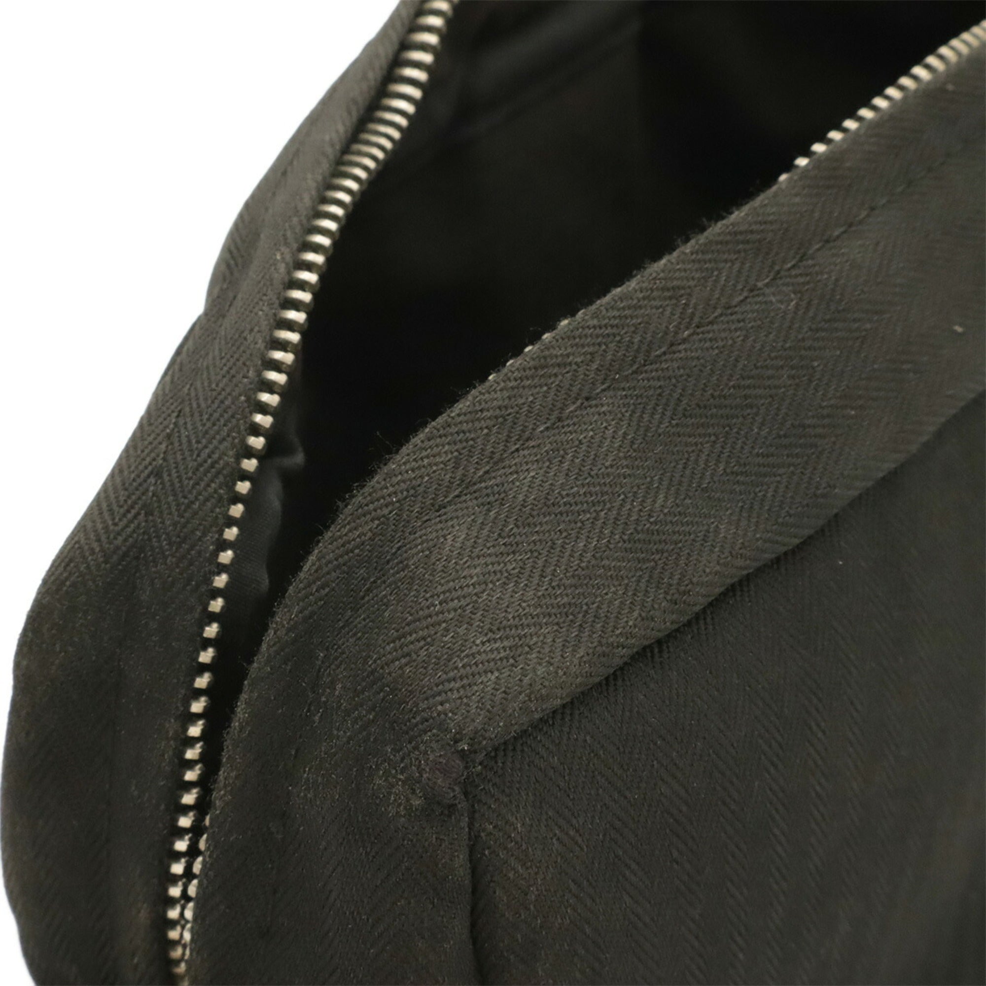 Hermes Black Toile Chevron Leather Pochette Shoulder Bag (Pre-Owned)