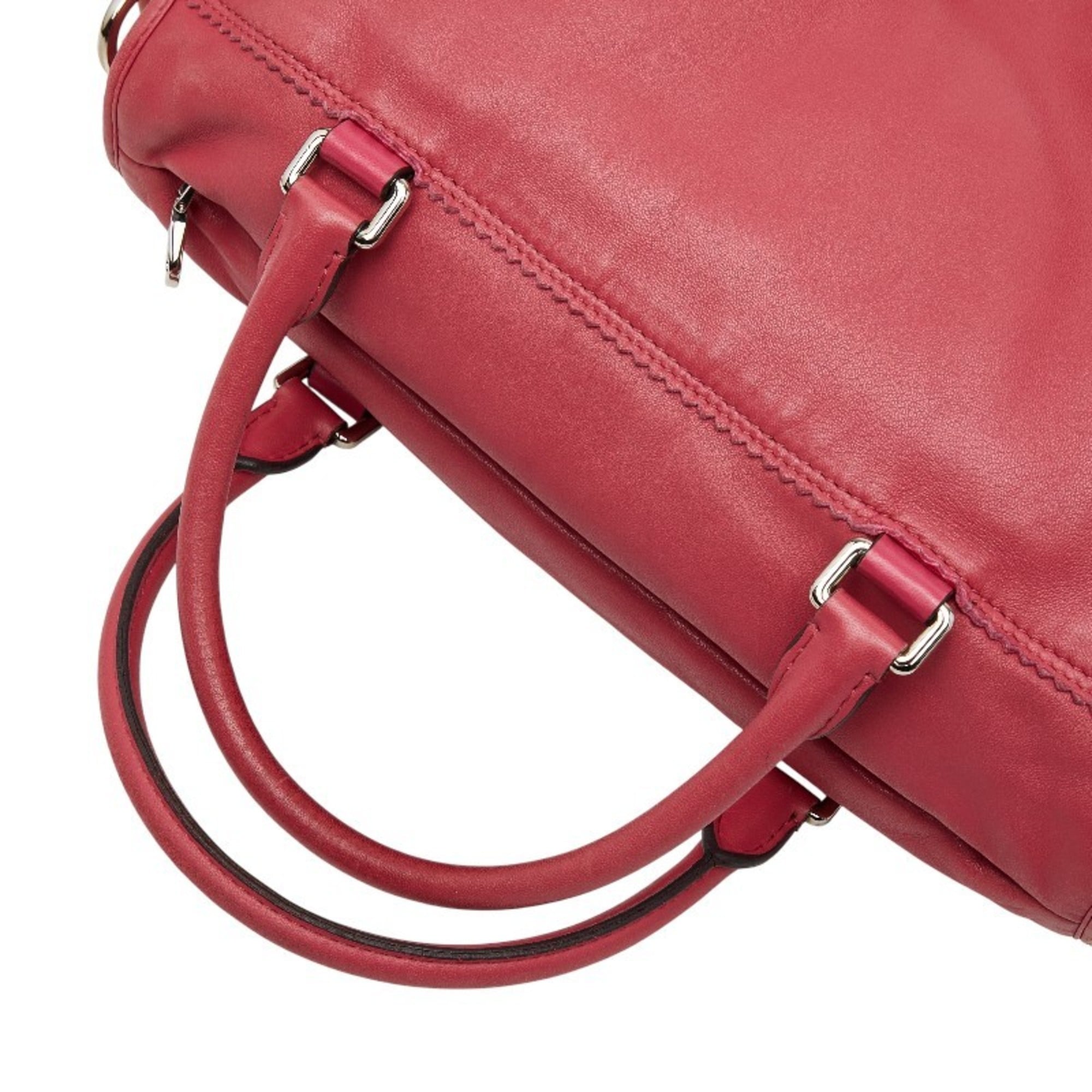 Loewe Pink Red Red Color Leather Handbag Shoulder Bag (Pre-Owned)