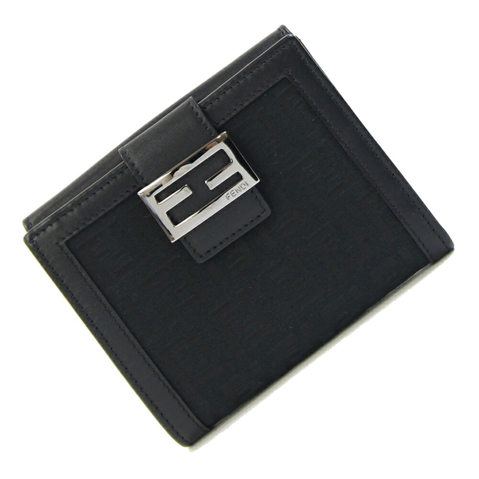 Fendi Black Canvas Leather Card Wallet (Pre-Owned)