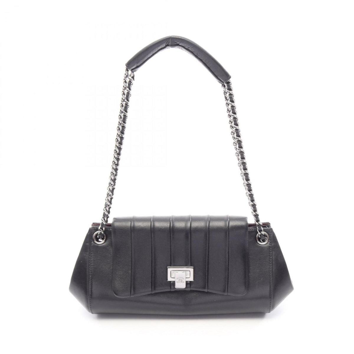 Chanel Black Leather Handbag Shoulder Bag (Pre-Owned)