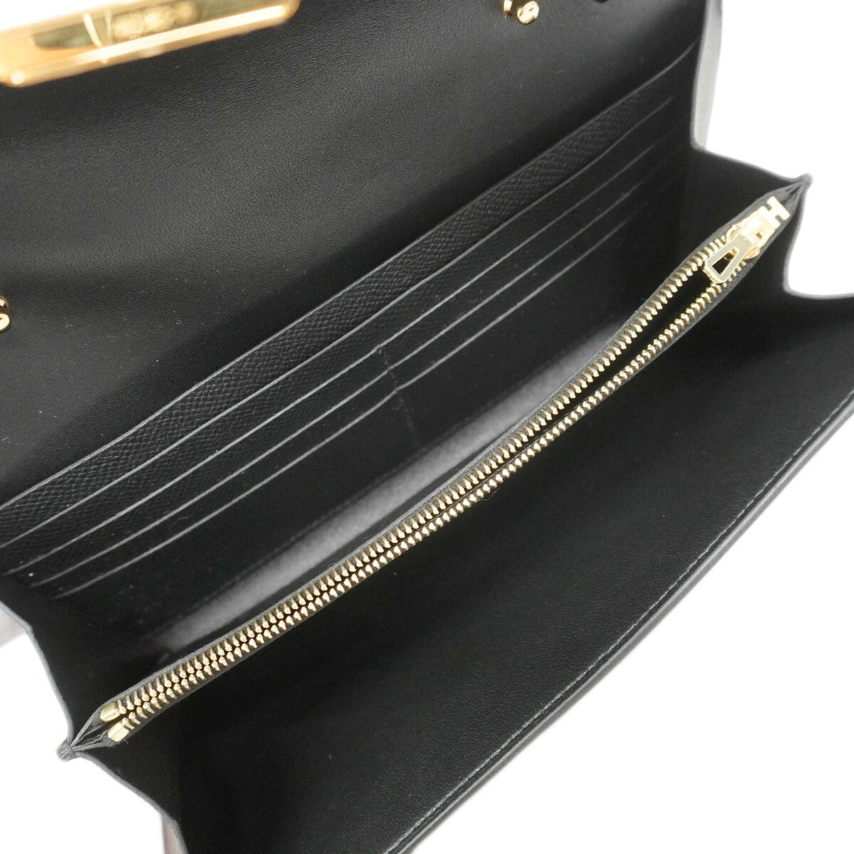 Hermes Black Leather Chain/Shoulder Wallet (Pre-Owned)