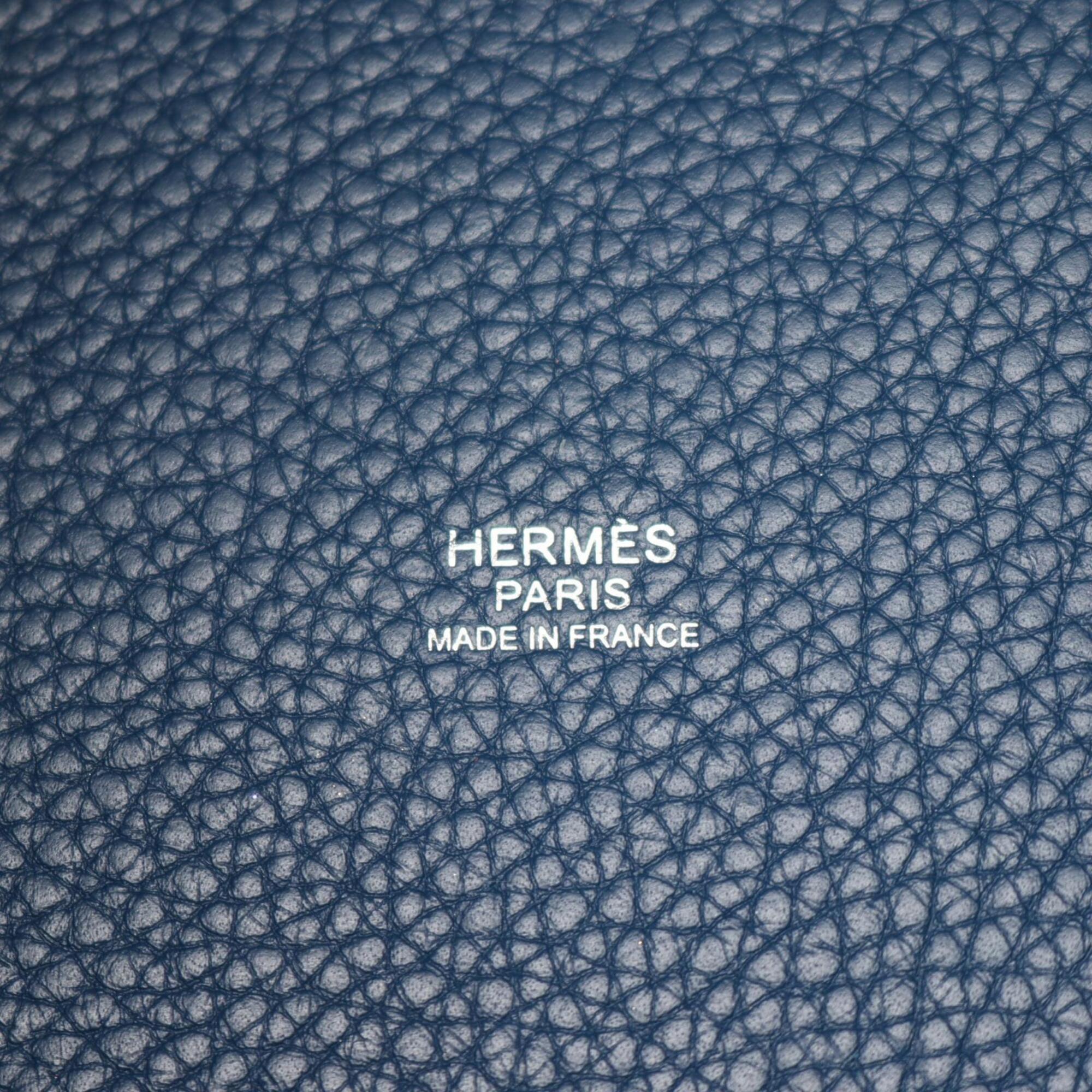 Hermes Blue Taurillon Clemence Leather Handbag (Pre-Owned)