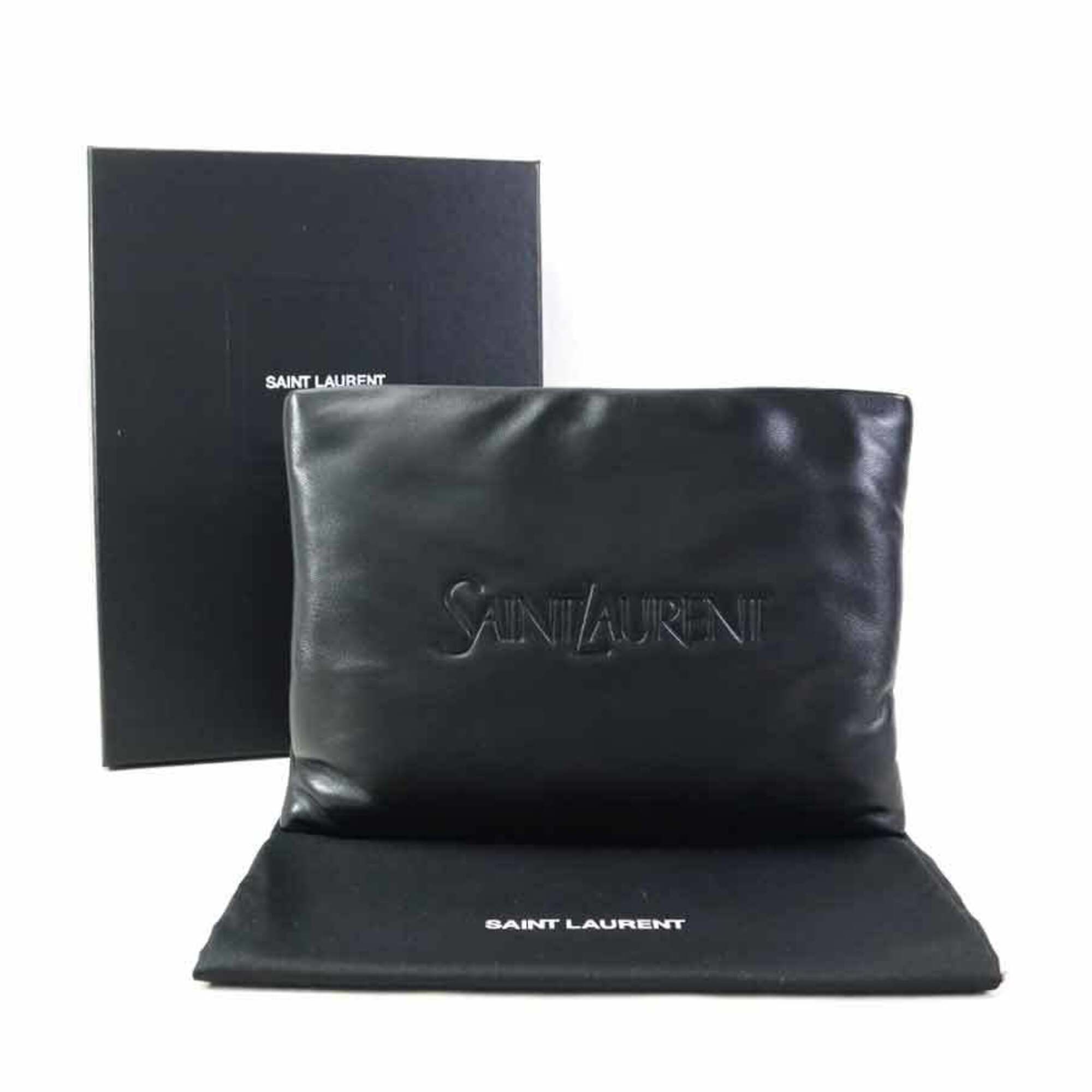 Saint Laurent Black Leather Clutch Bag (Pre-Owned)