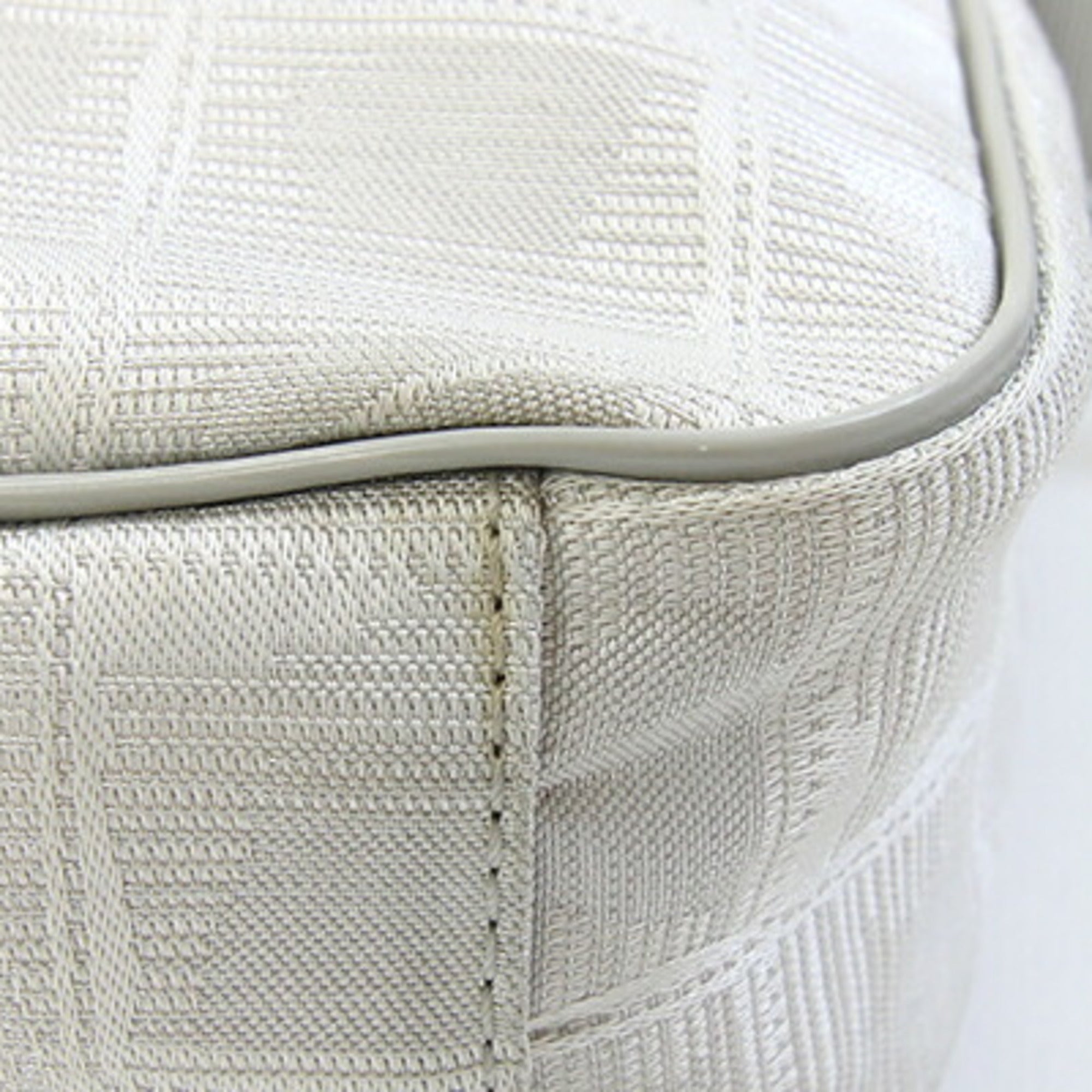 Chanel Silver Nylon Canvas Leather Pochette Shoulder Bag (Pre-Owned)