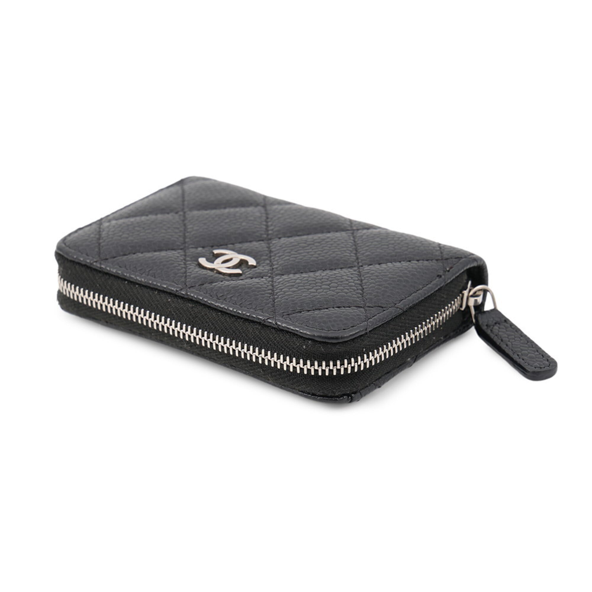 Chanel Matelasse Black Grained Calfskin Coin Purse/Coin Case (Pre-Owned)