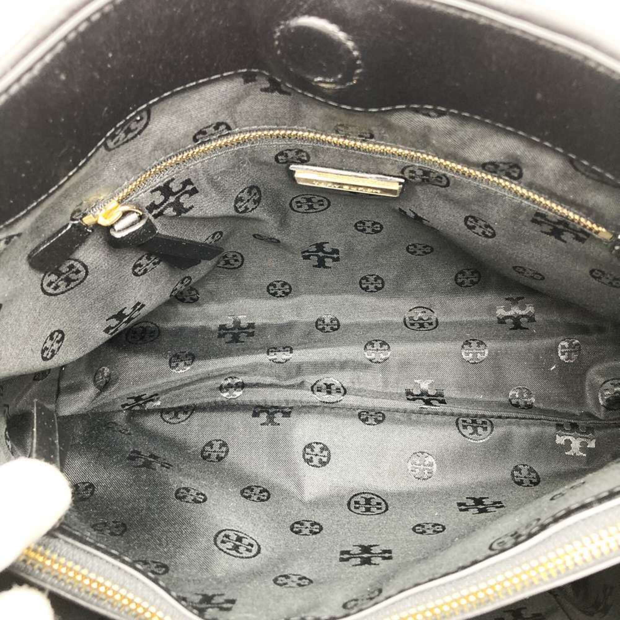 Tory Burch Black Leather Shoulder Bag Tote Bag (Pre-Owned)