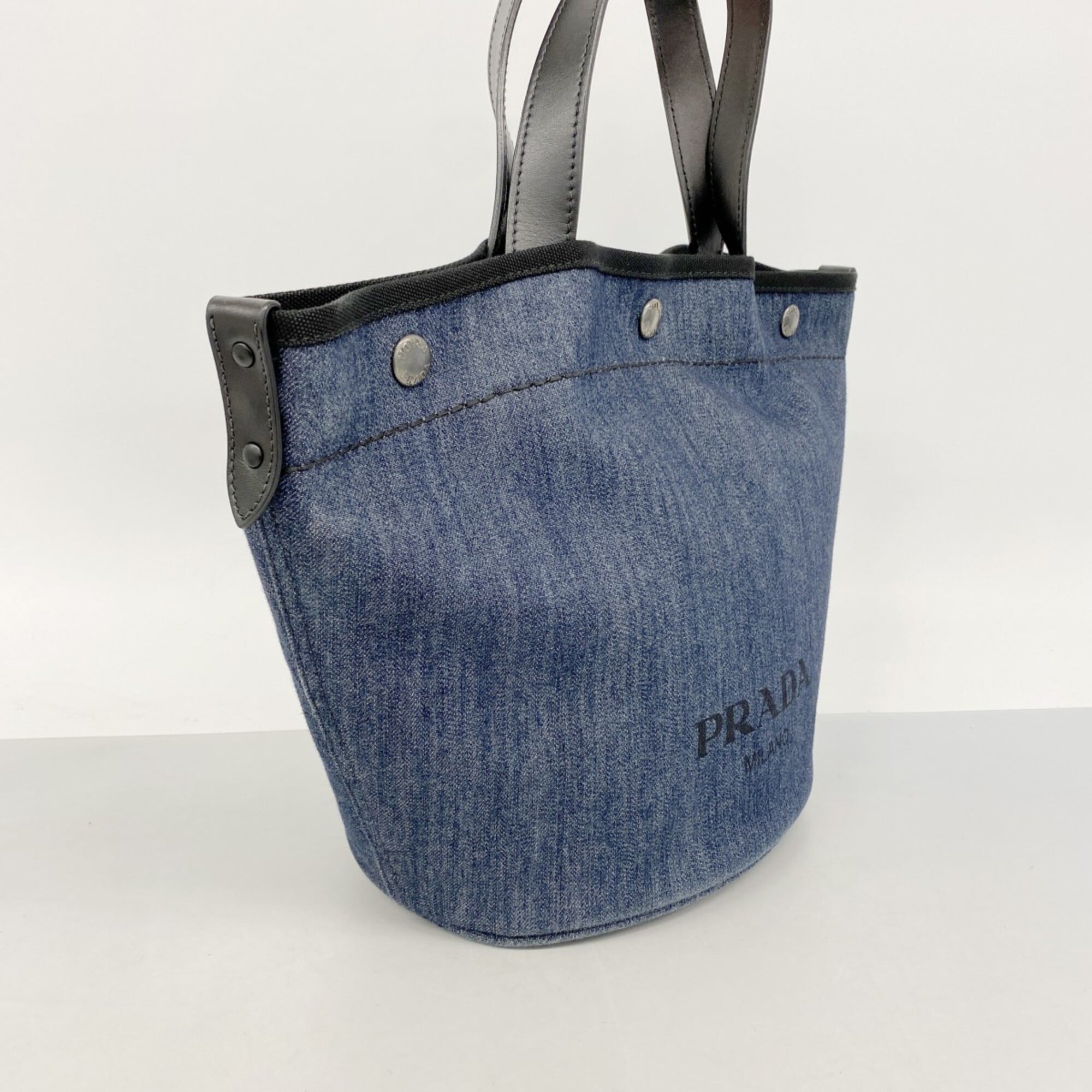 Prada Black Blue Denim Tote Bag (Pre-Owned)