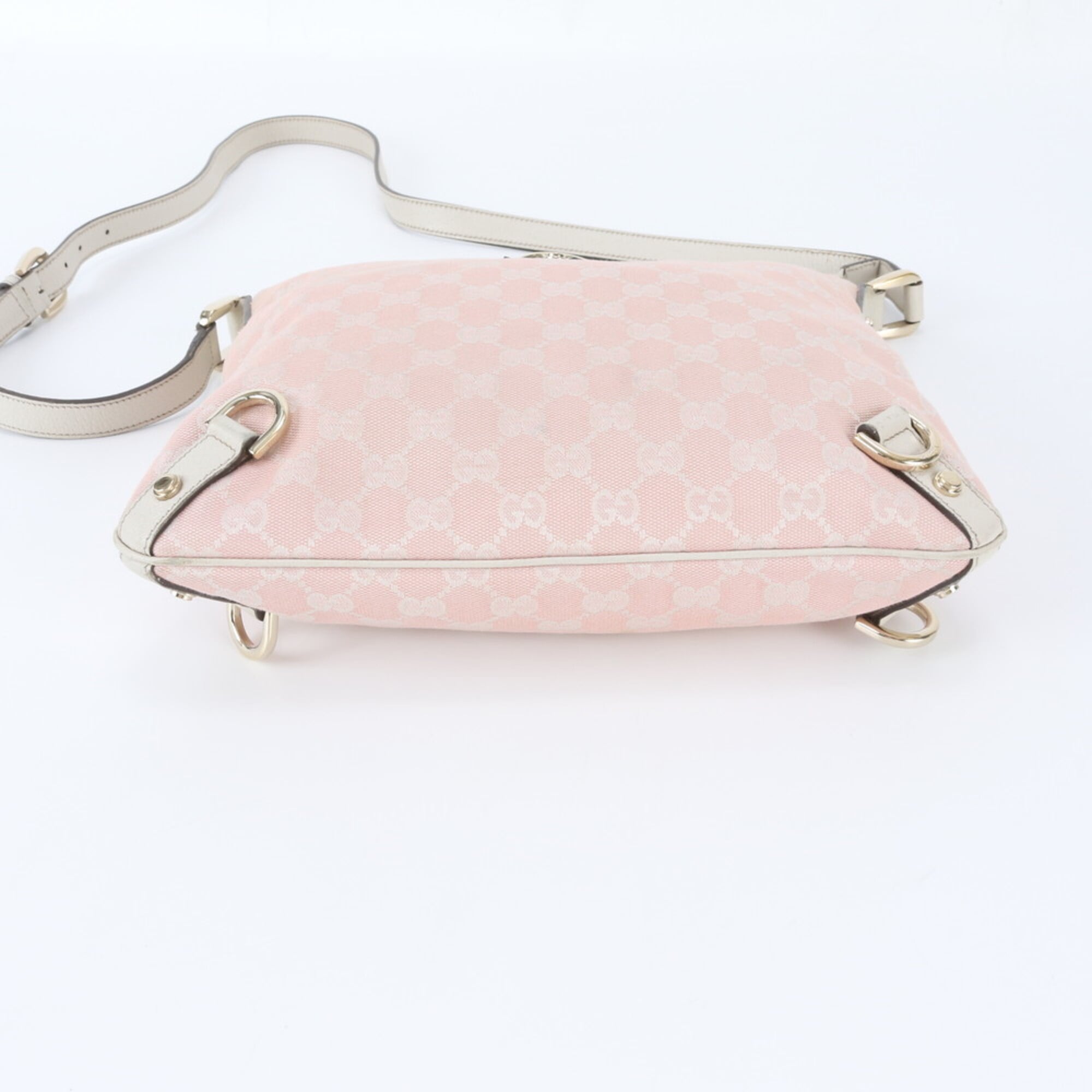 Gucci Pink Leather Canvas Shoulder Bag (Pre-Owned)