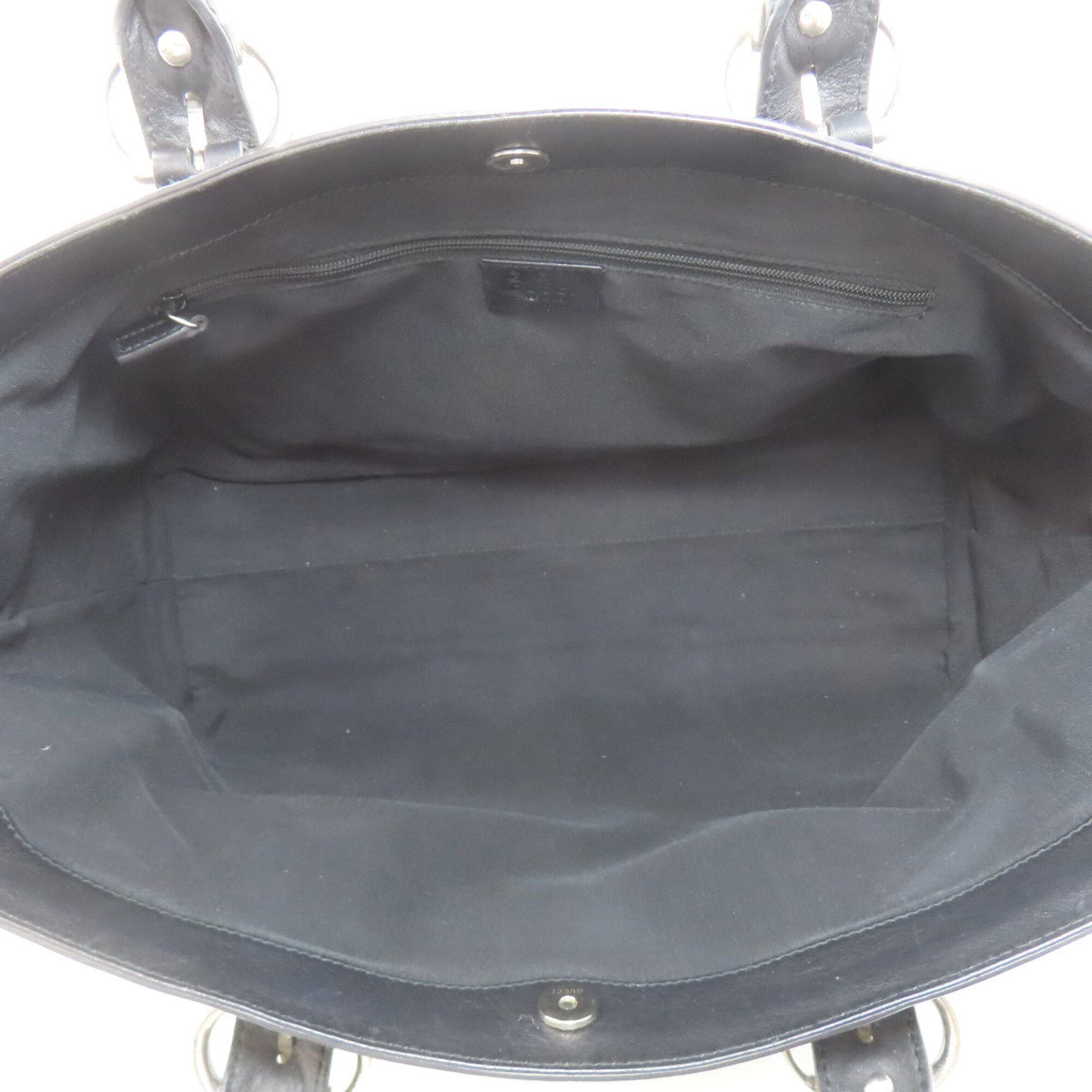 Gucci Horsebit Black Leather Tote Bag (Pre-Owned)