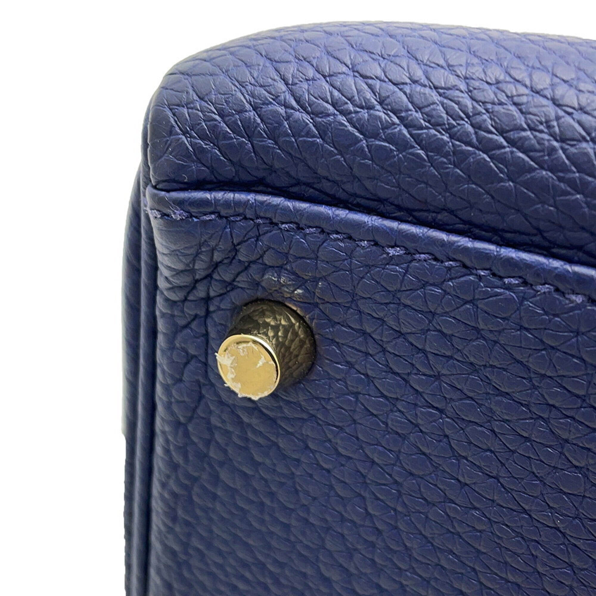 Hermes Blue Navy Togo Leather Handbag (Pre-Owned)
