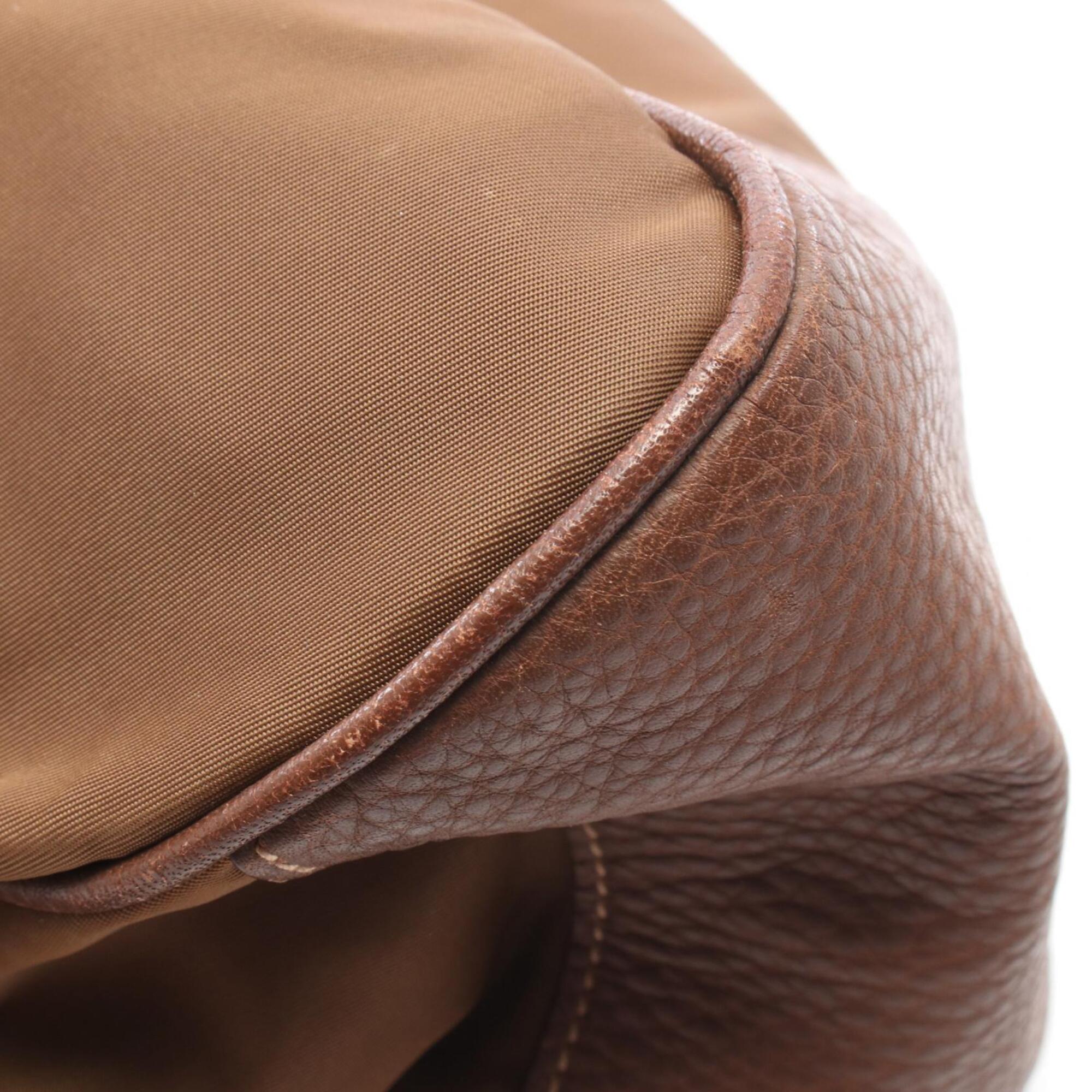 Prada Brown Nylon Leather Handbag (Pre-Owned)