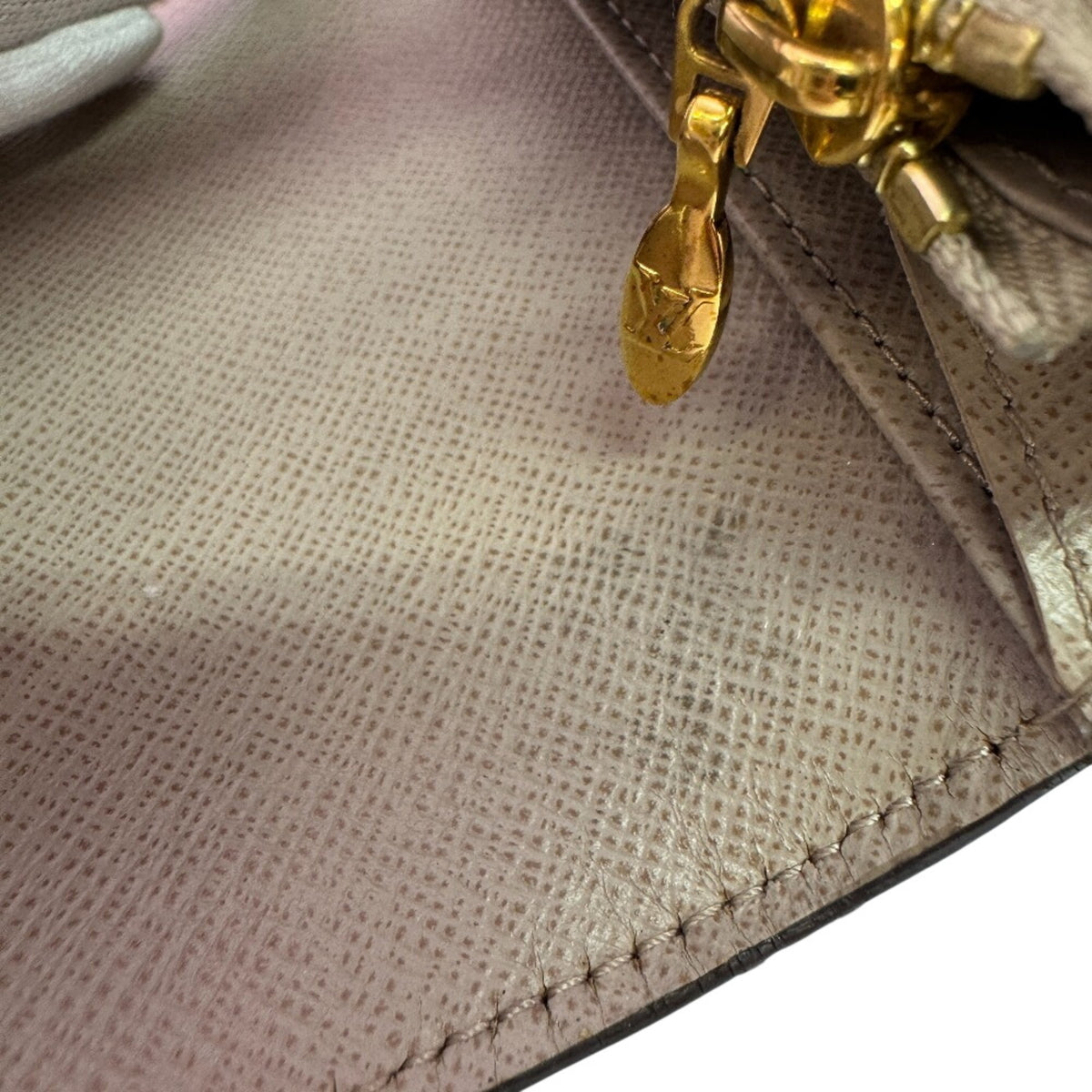 Louis Vuitton Beige Galle Leather Long Wallet (Tri-Fold) (Pre-Owned)