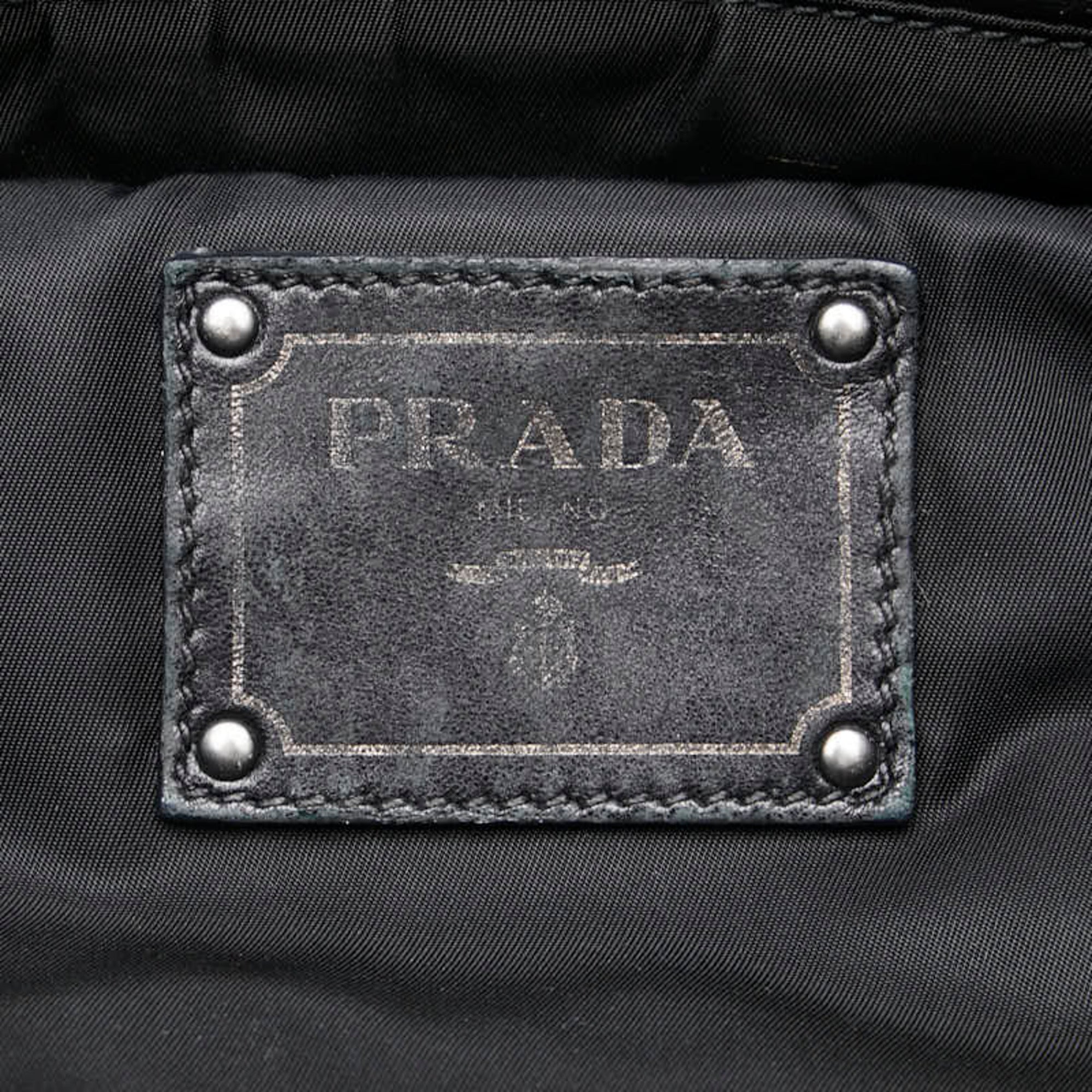 Prada Navy Black Nylon Handbag Tote Bag (Pre-Owned)
