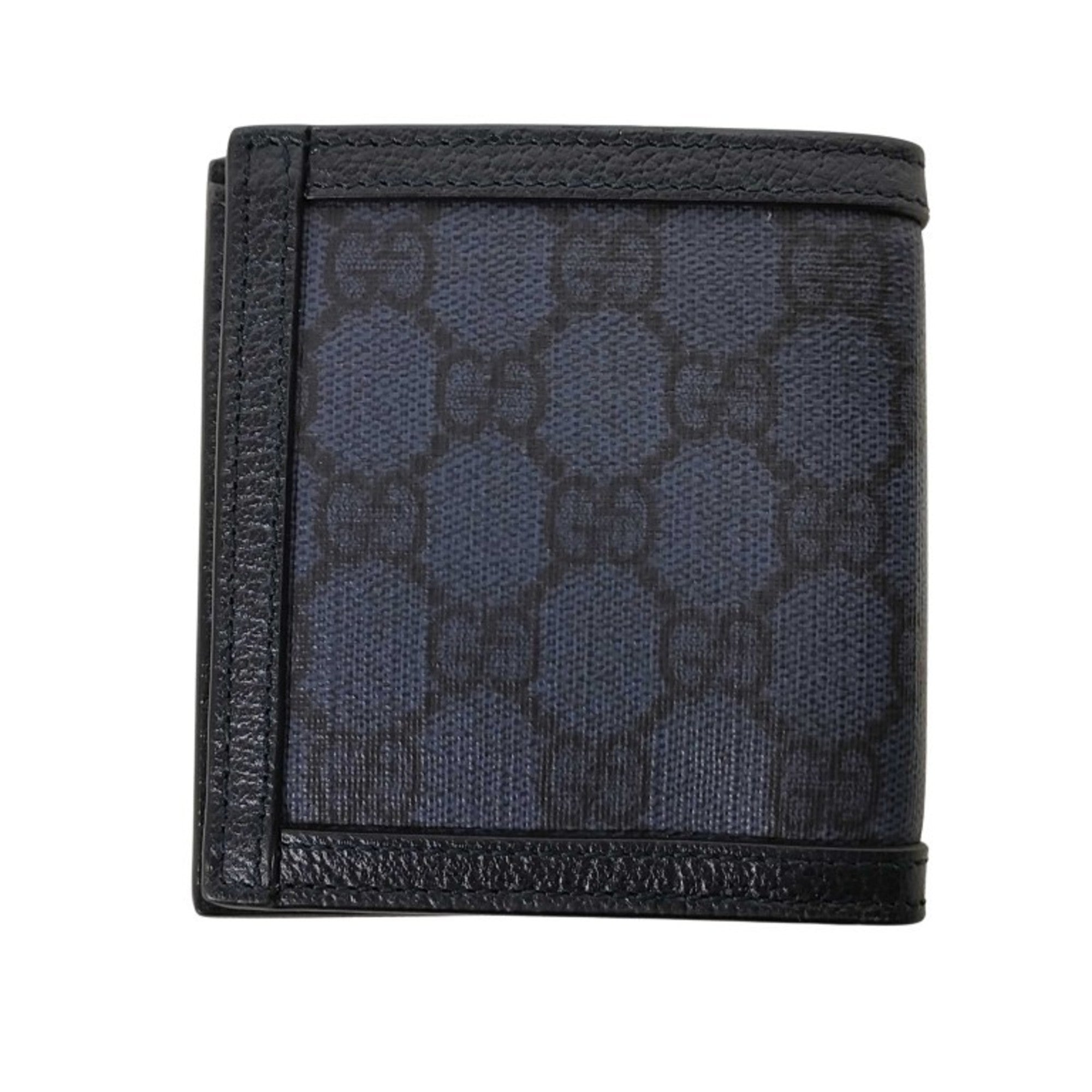 Gucci Gg Supreme Black Pvc Leather Wallet (Bi-Fold) (Pre-Owned)