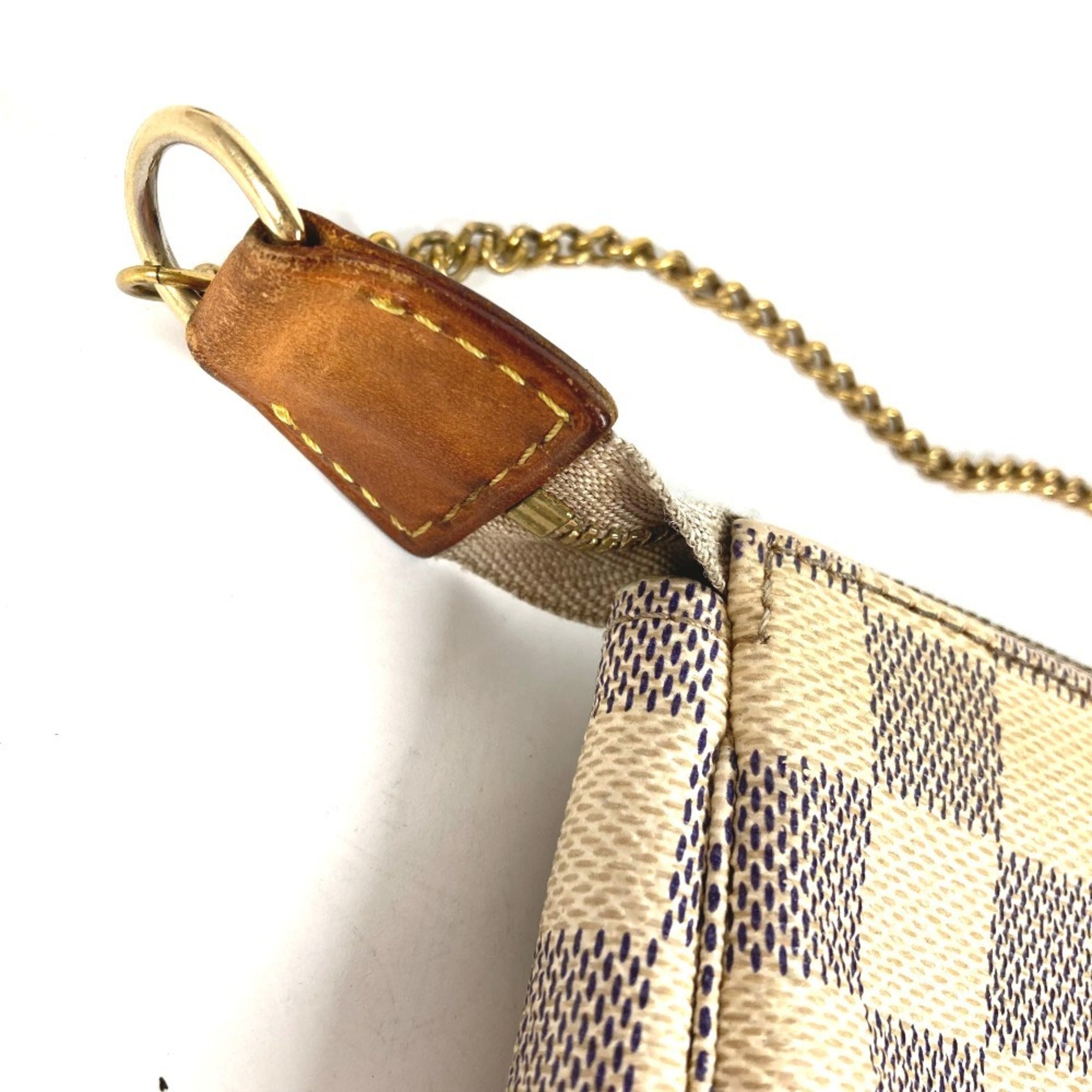 Louis Vuitton White Yellow Damier Azur Handbag Pochette Pouch (Pre-Owned)