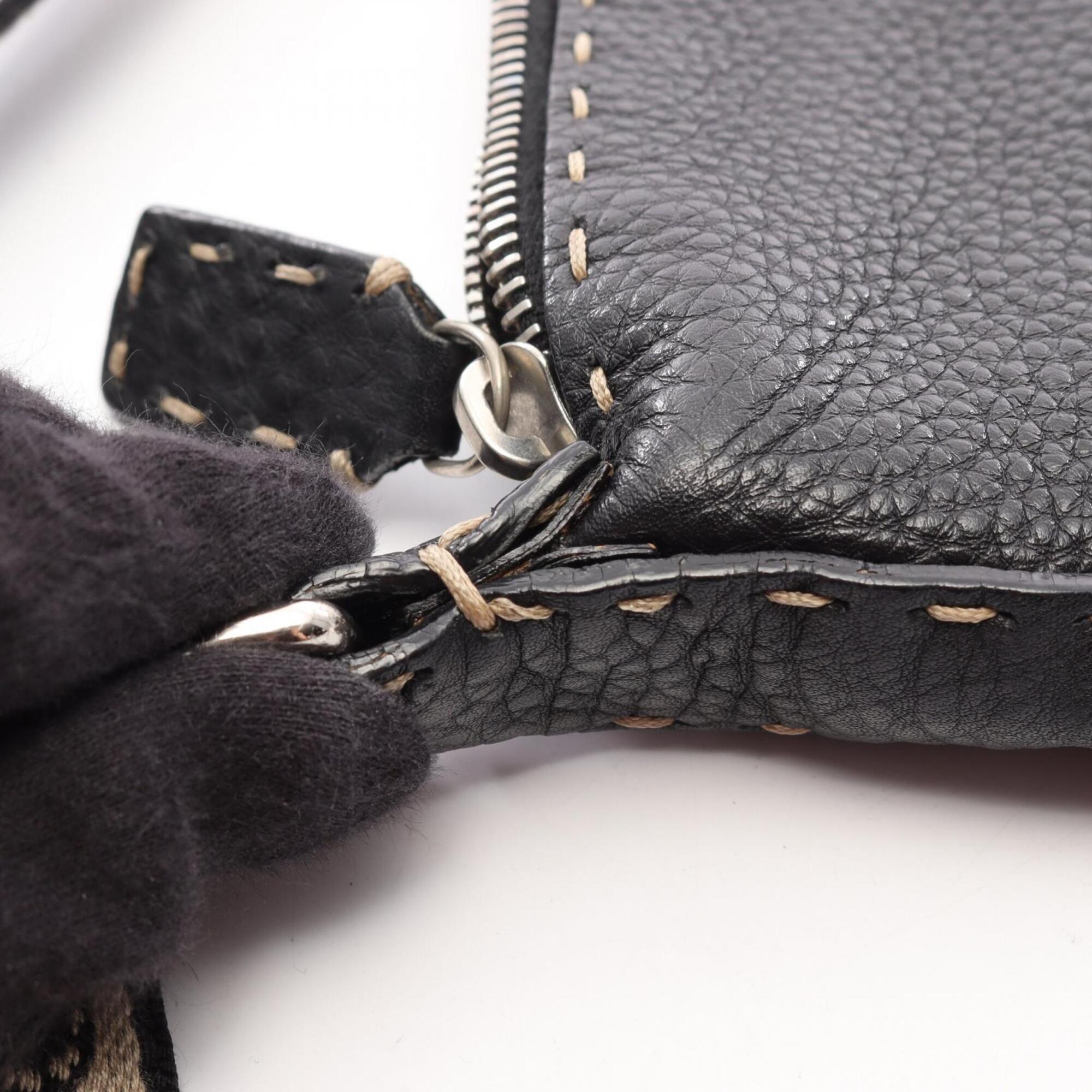Fendi Black Leather Handbag Shoulder Bag (Pre-Owned)