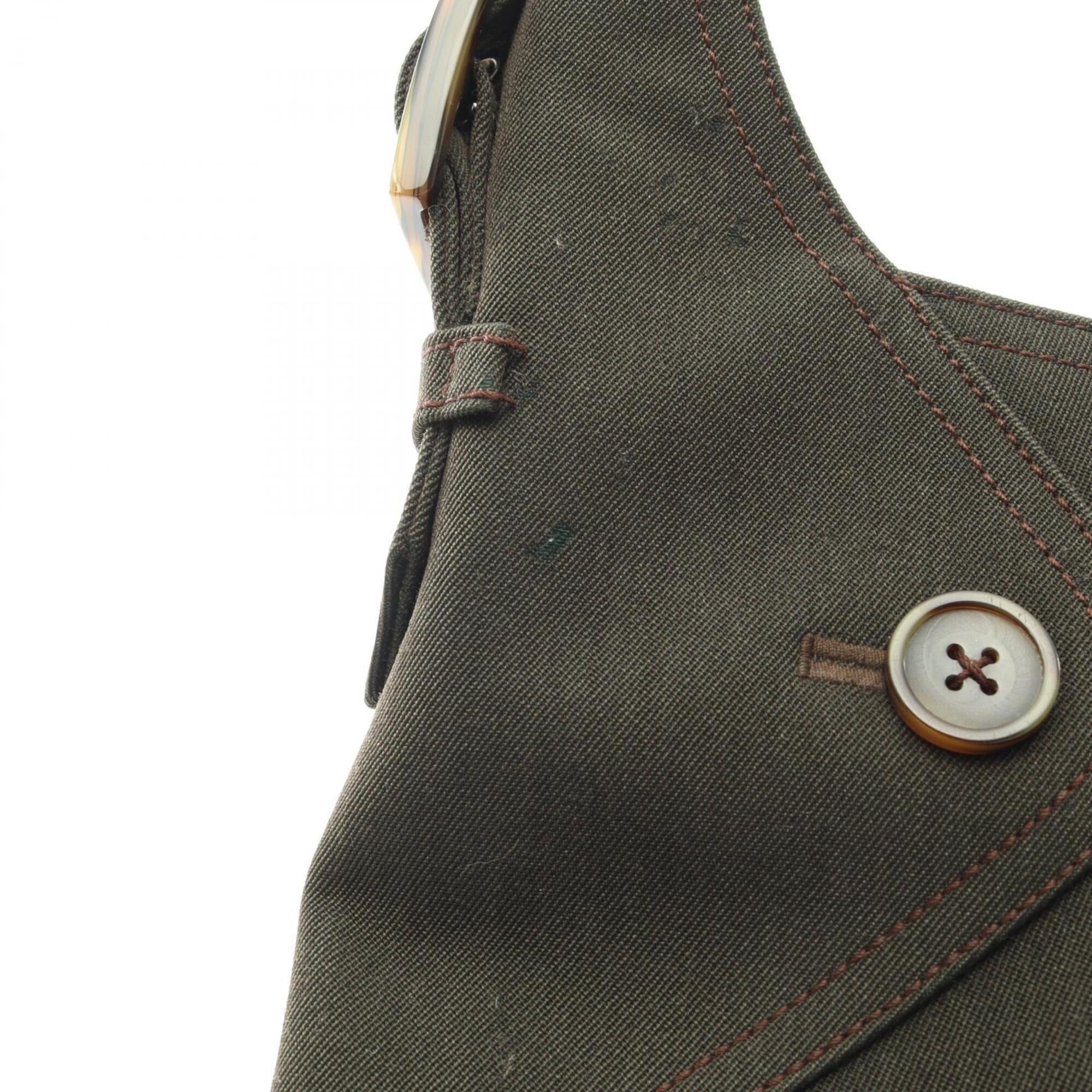 Salvatore Ferragamo Green Canvas Handbag Shoulder Bag (Pre-Owned)