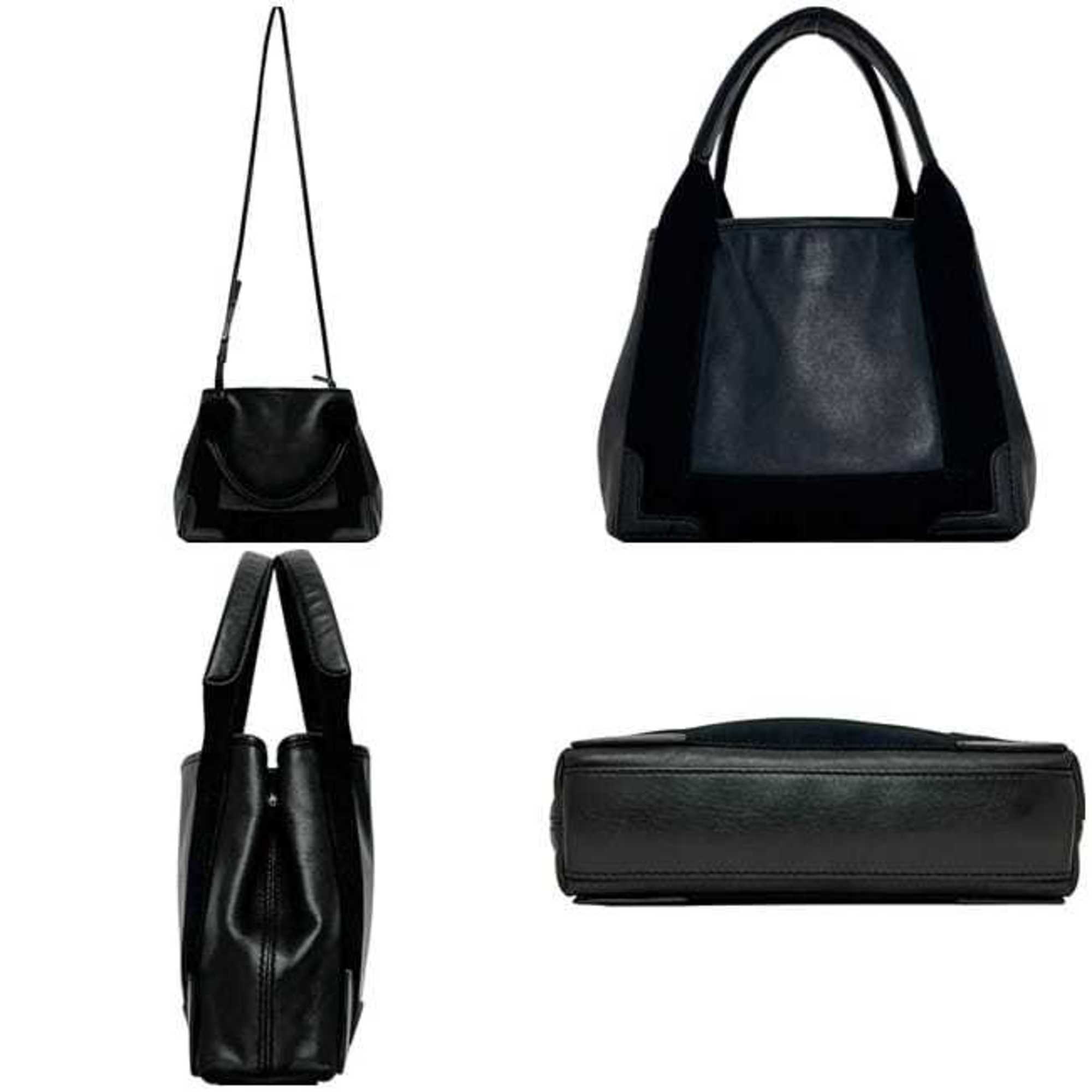 Balenciaga Black Leather Handbag Pouch Shoulder Bag Tote Bag (Pre-Owned)