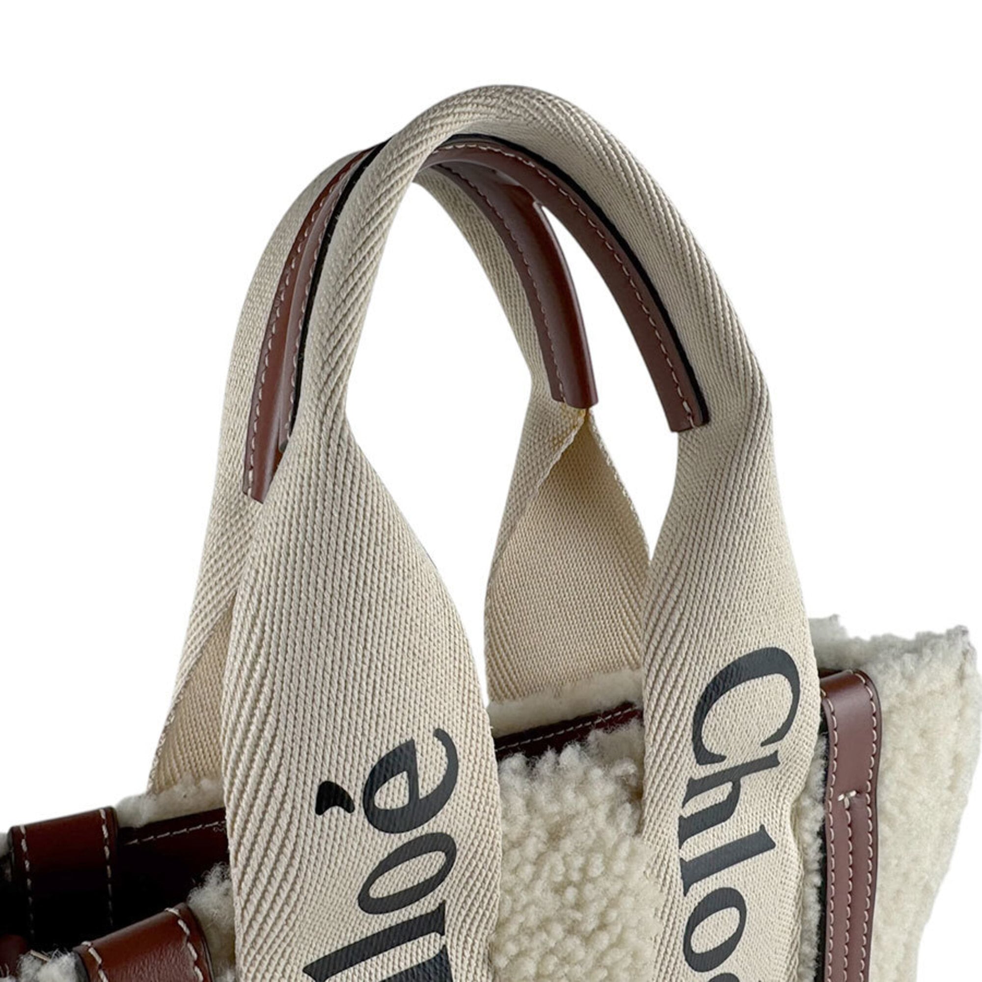 Chloé Brown Ivory Leather Fur Handbag Shoulder Bag (Pre-Owned)