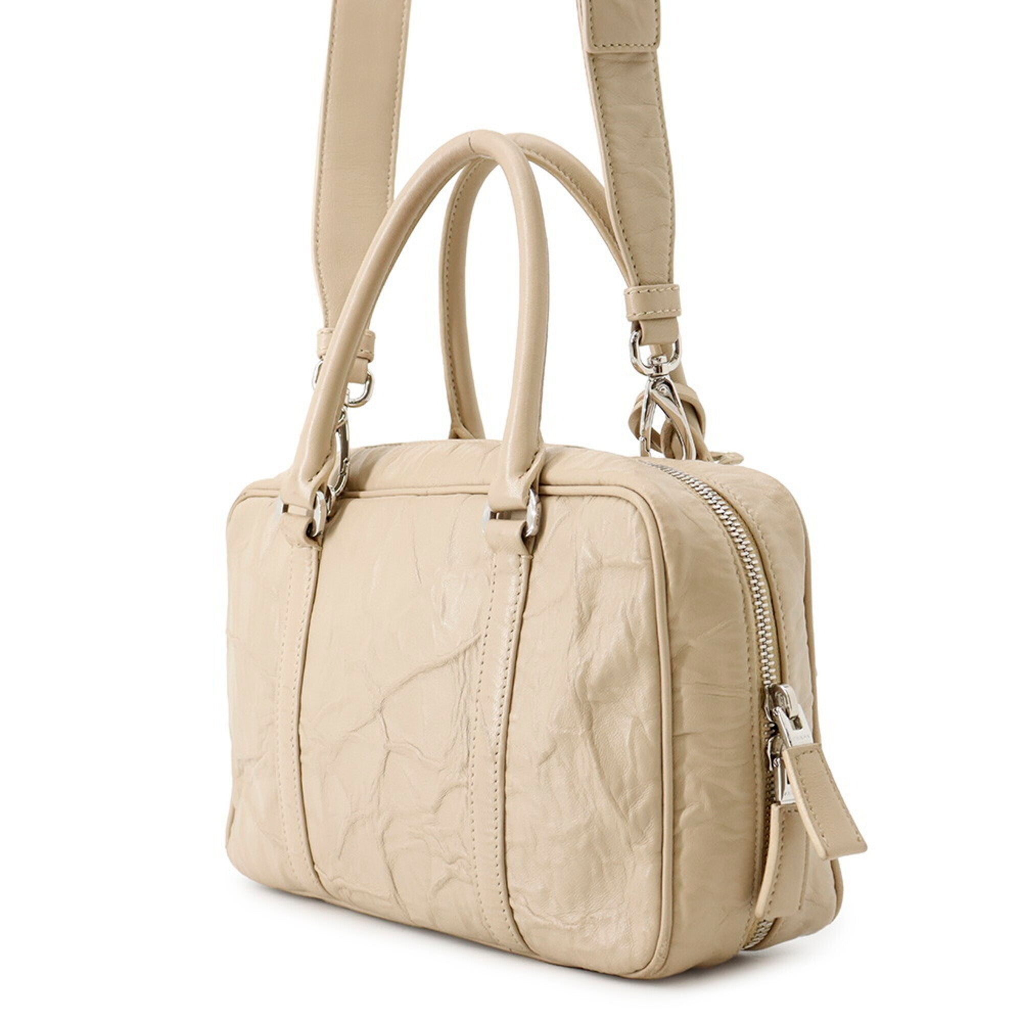Prada Beige Leather Handbag Shoulder Bag (Pre-Owned)