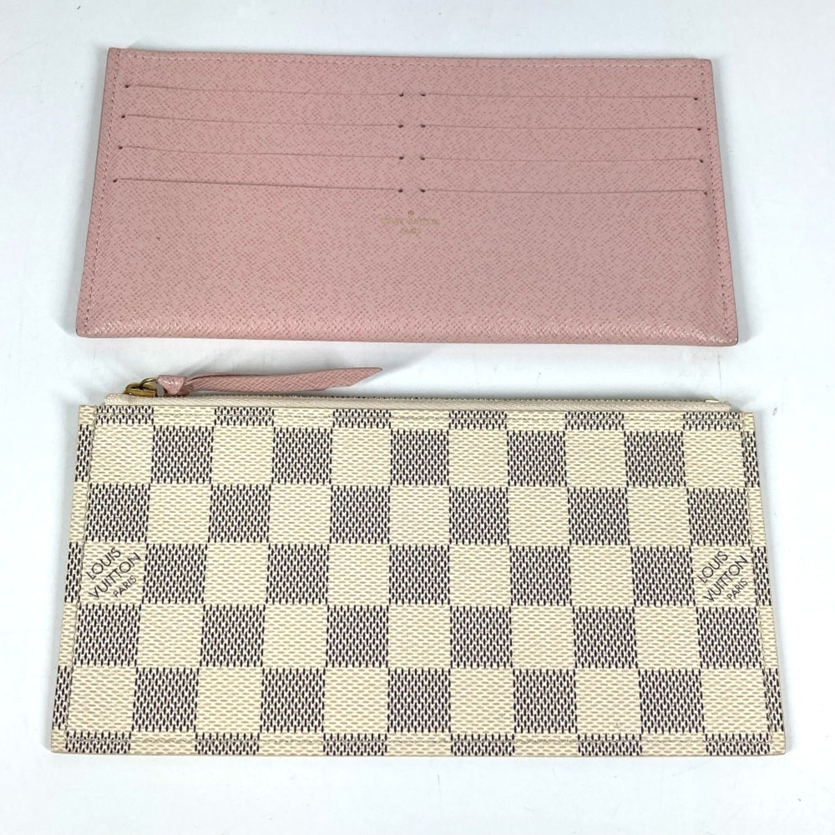Louis Vuitton Pink Rose Ballerine White Damier Azur Chain/Shoulder Wallet (Pre-Owned)