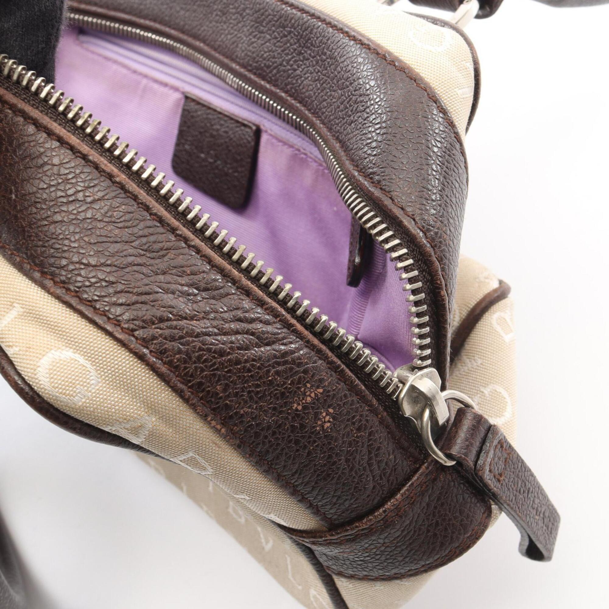 Bvlgari Beige Brown Canvas Leather Handbag (Pre-Owned)