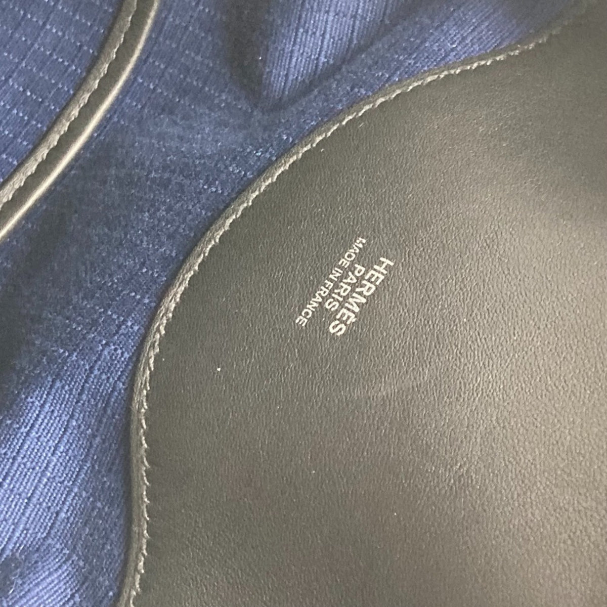 Hermes Black Blue Canvas Leather Backpack (Pre-Owned)