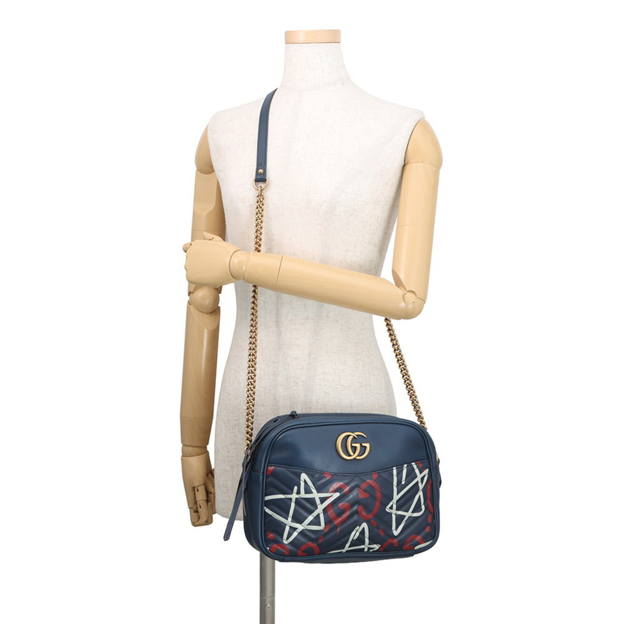 Gucci Blue Leather Handbag Shoulder Bag (Pre-Owned)