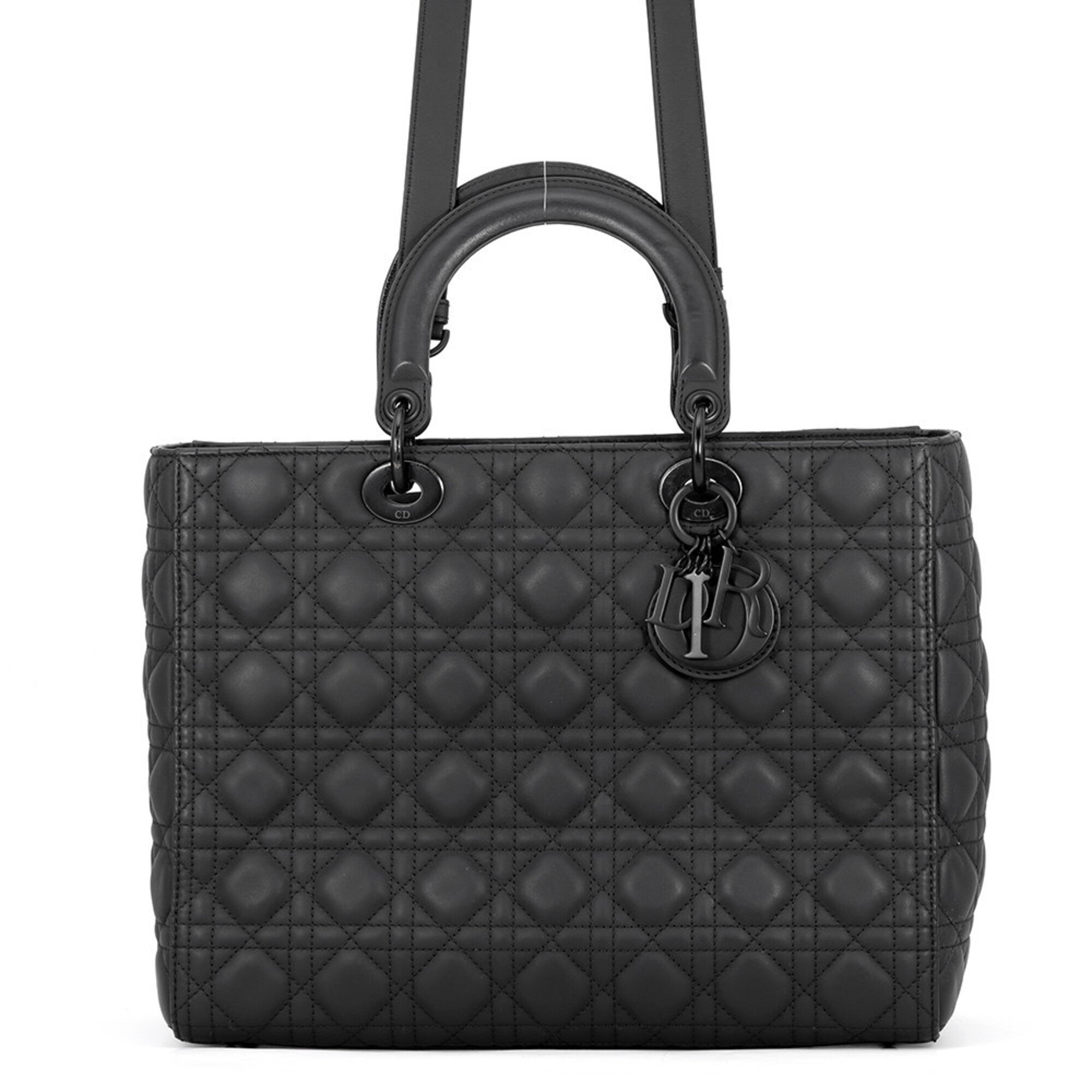 Christian Dior Lady Dior Black Leather Handbag (Pre-Owned)