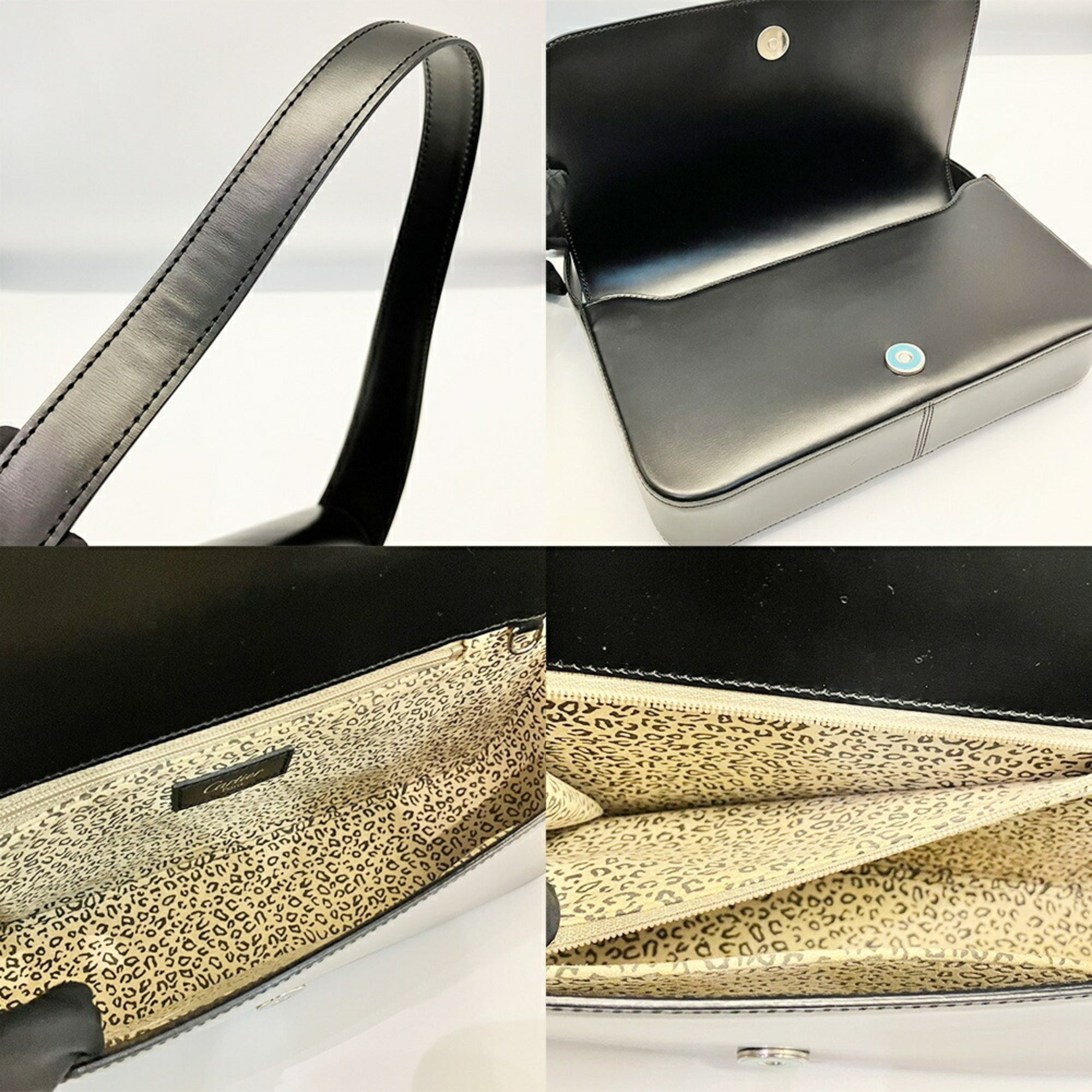 Cartier Panthère Black Leather Shoulder Bag (Pre-Owned)