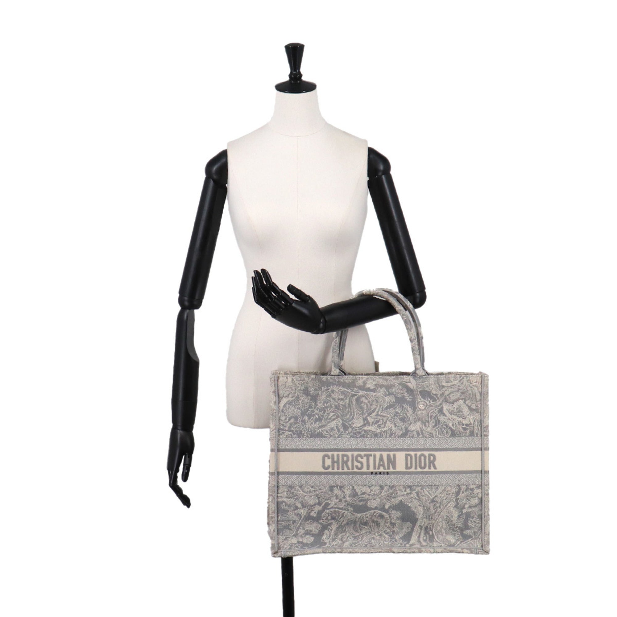 Christian Dior Gray Canvas Handbag Tote Bag (Pre-Owned)