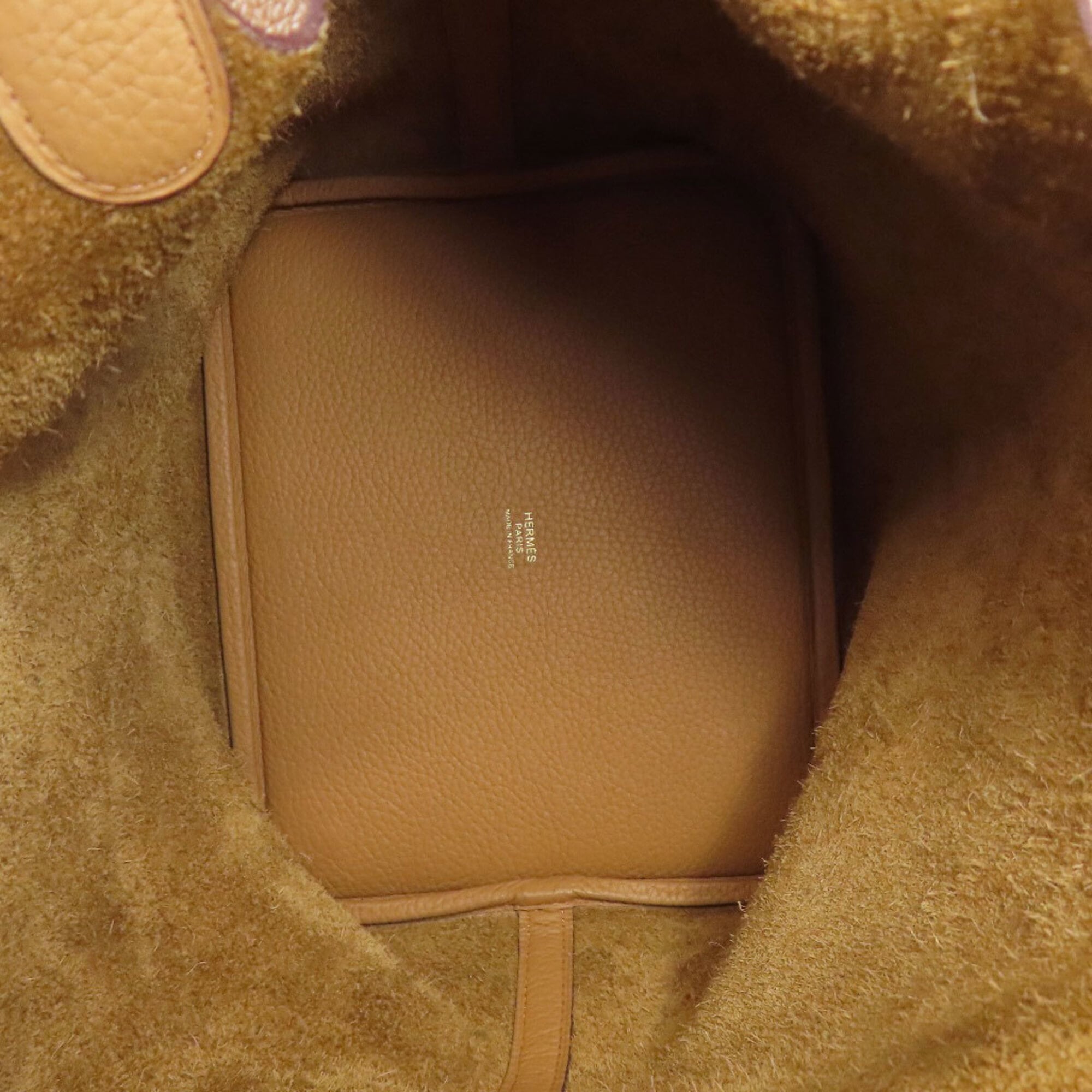 Hermes Camel Taurillon Clemence Leather Handbag (Pre-Owned)