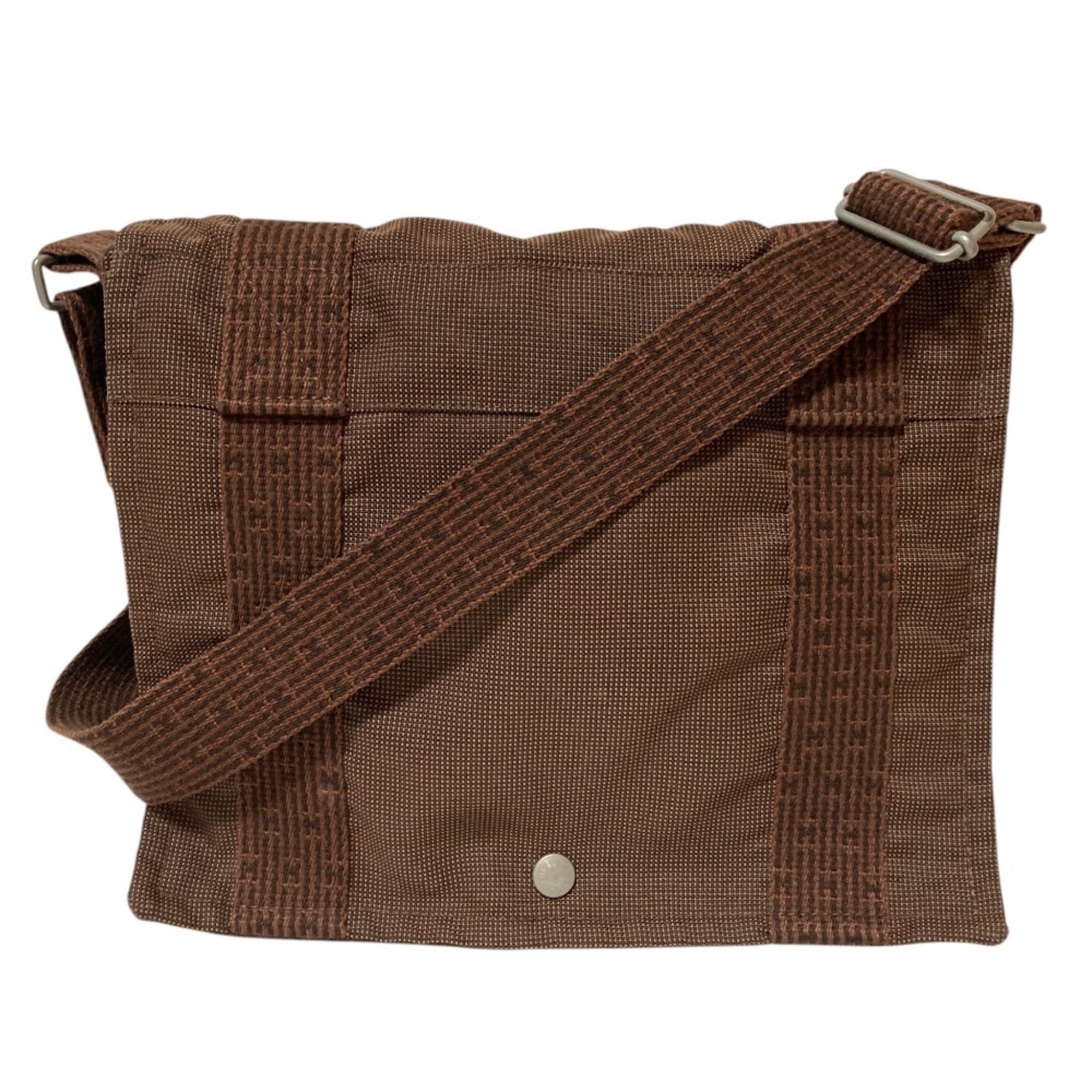 Hermes Brown Nylon Canvas Shoulder Bag (Pre-Owned)
