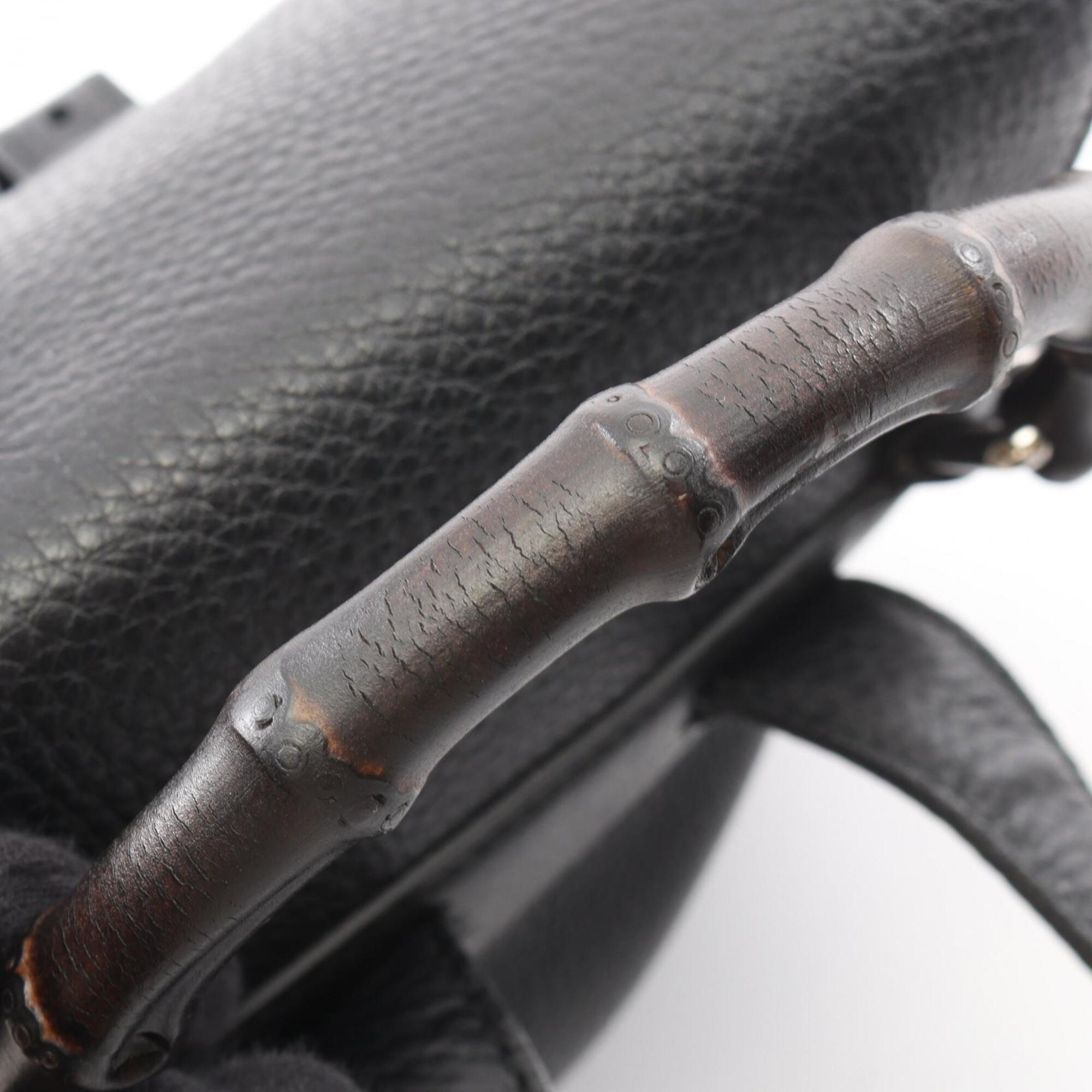 Gucci Black Bamboo Backpack Handbag (Pre-Owned)
