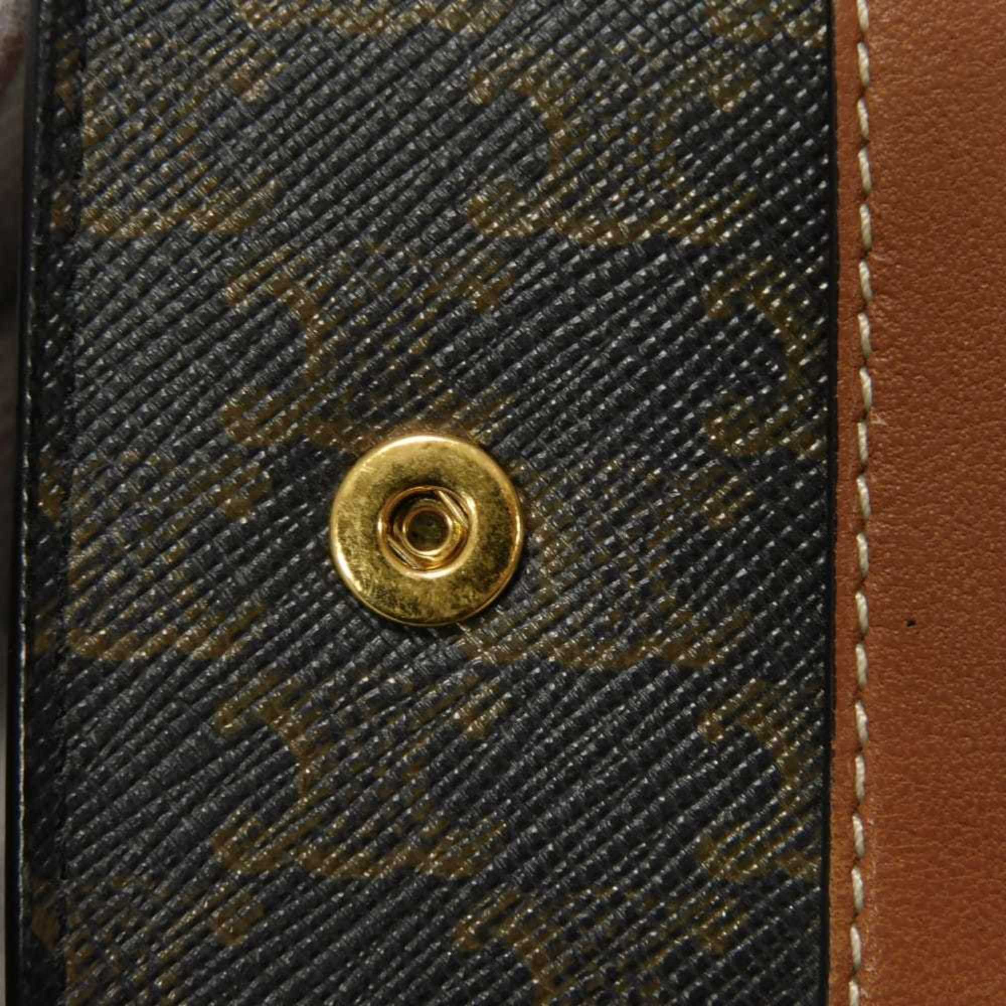 Celine Black Brown Coated Canvas Leather Wallet (Tri-Fold) (Pre-Owned)