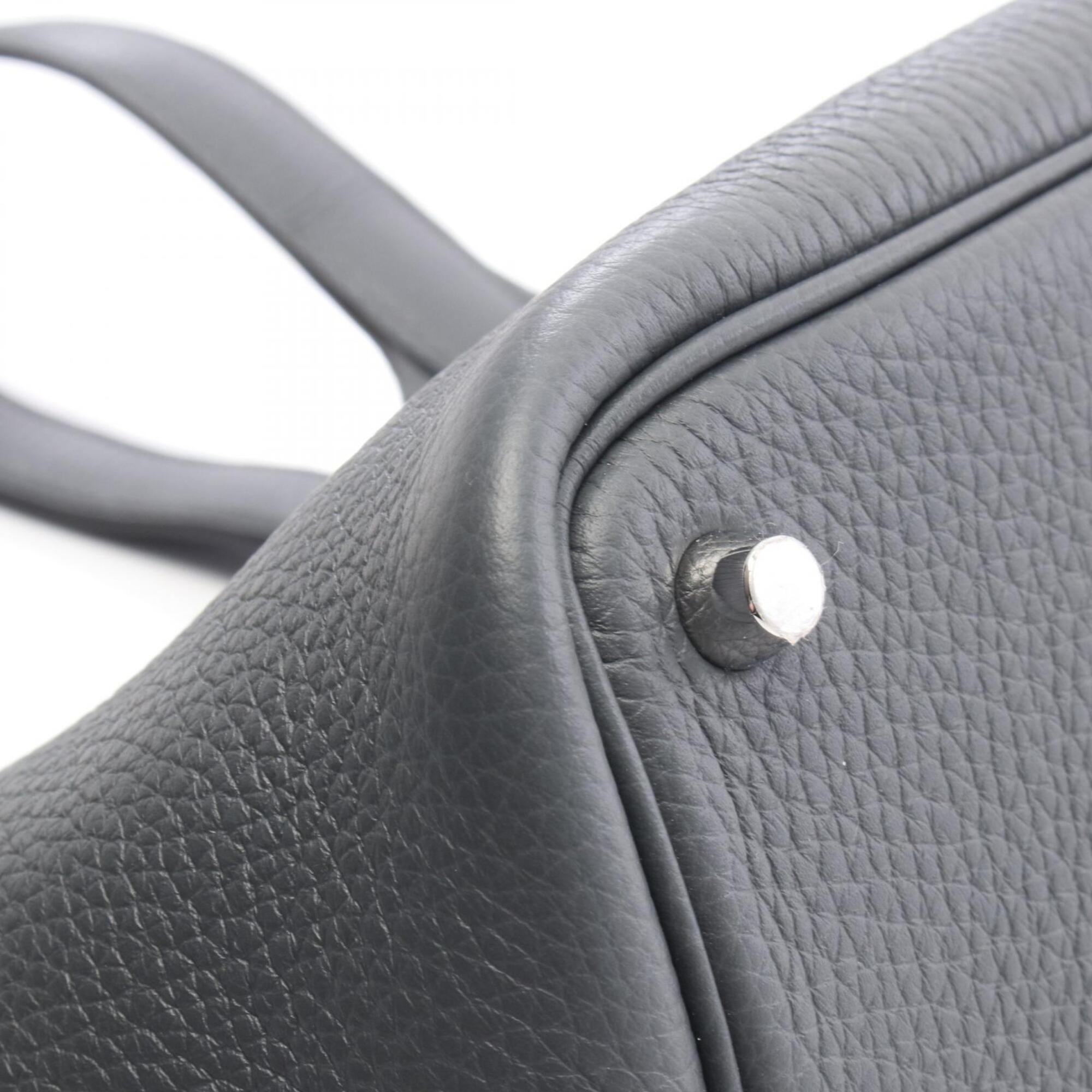 Hermes Gray Taurillon Clemence Leather Handbag (Pre-Owned)