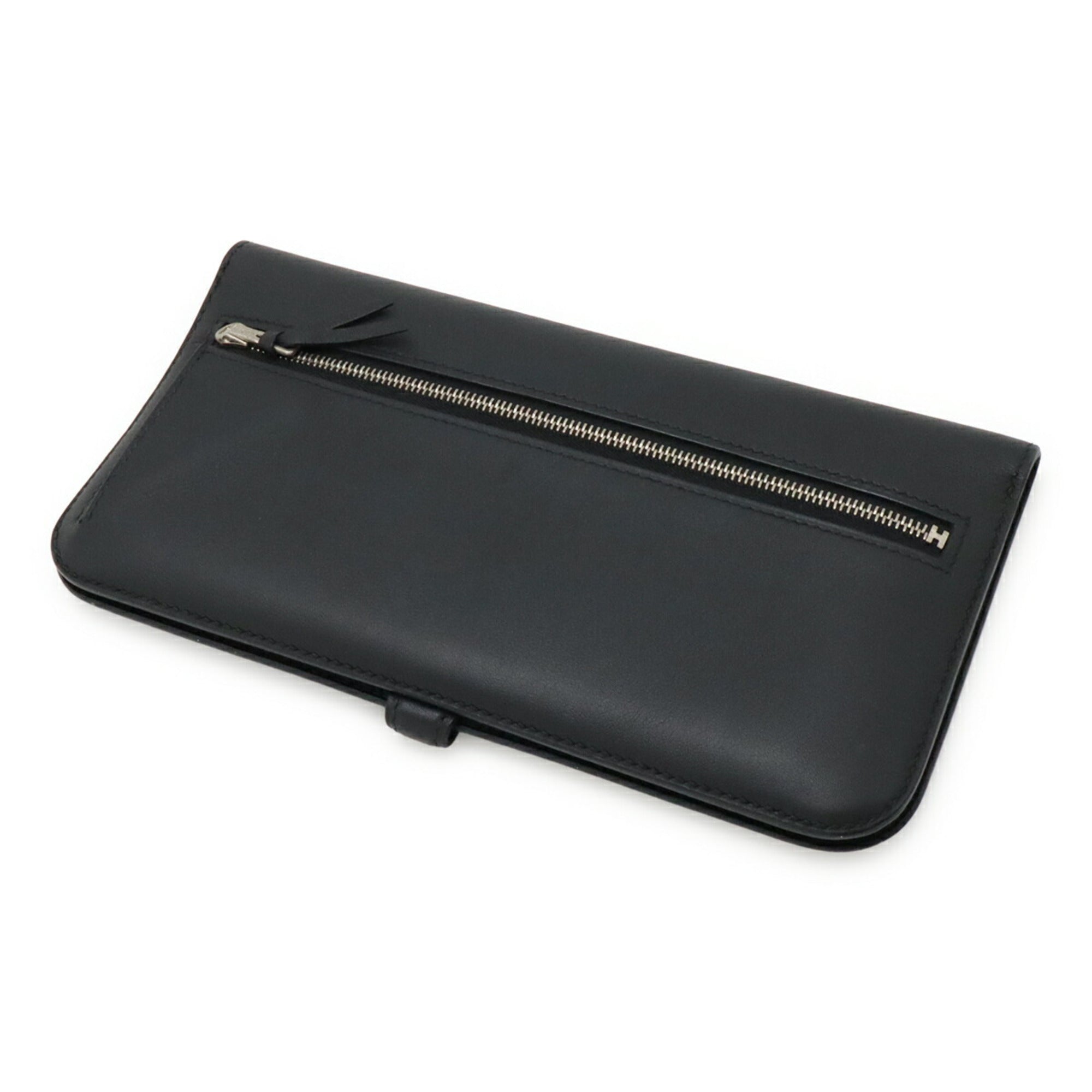Hermes Black Swift Leather Long Wallet (Bi-Fold) (Pre-Owned)