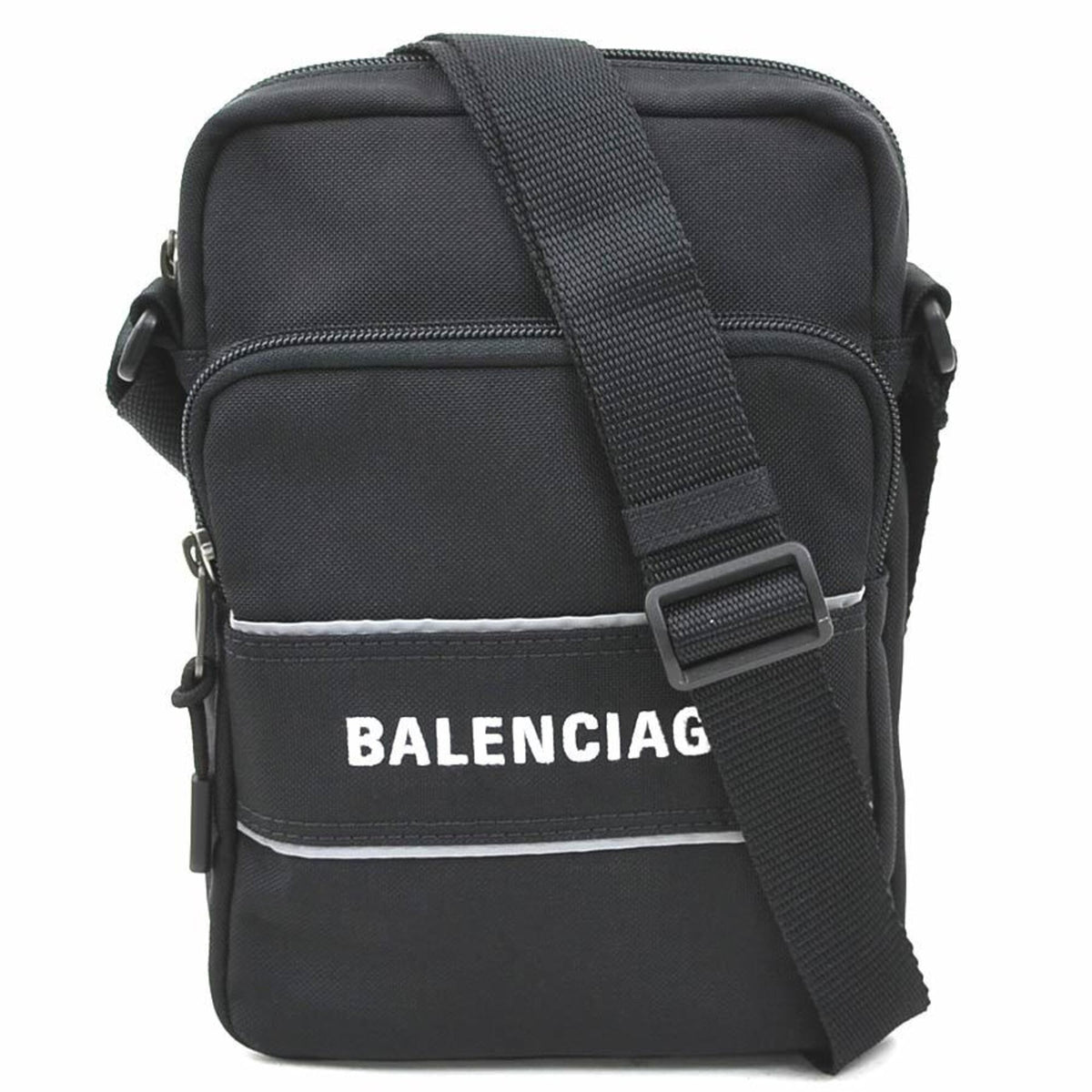 Balenciaga Black Nylon Messenger Bag Shoulder Bag (Pre-Owned)