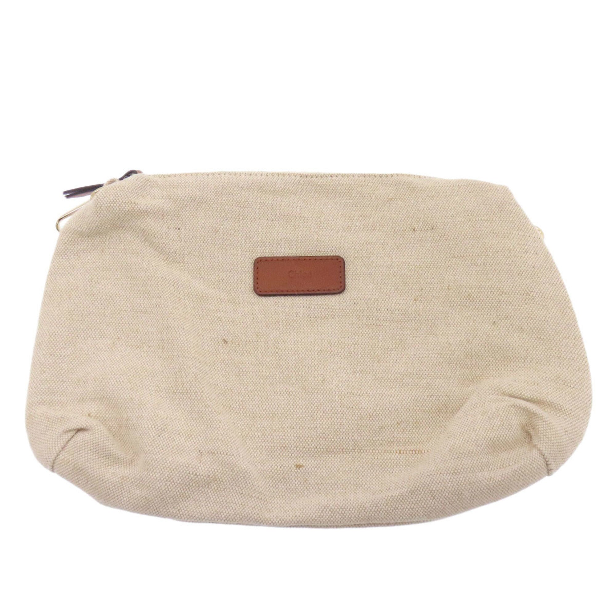 Chloé Beige Brown Canvas Tote Bag (Pre-Owned)