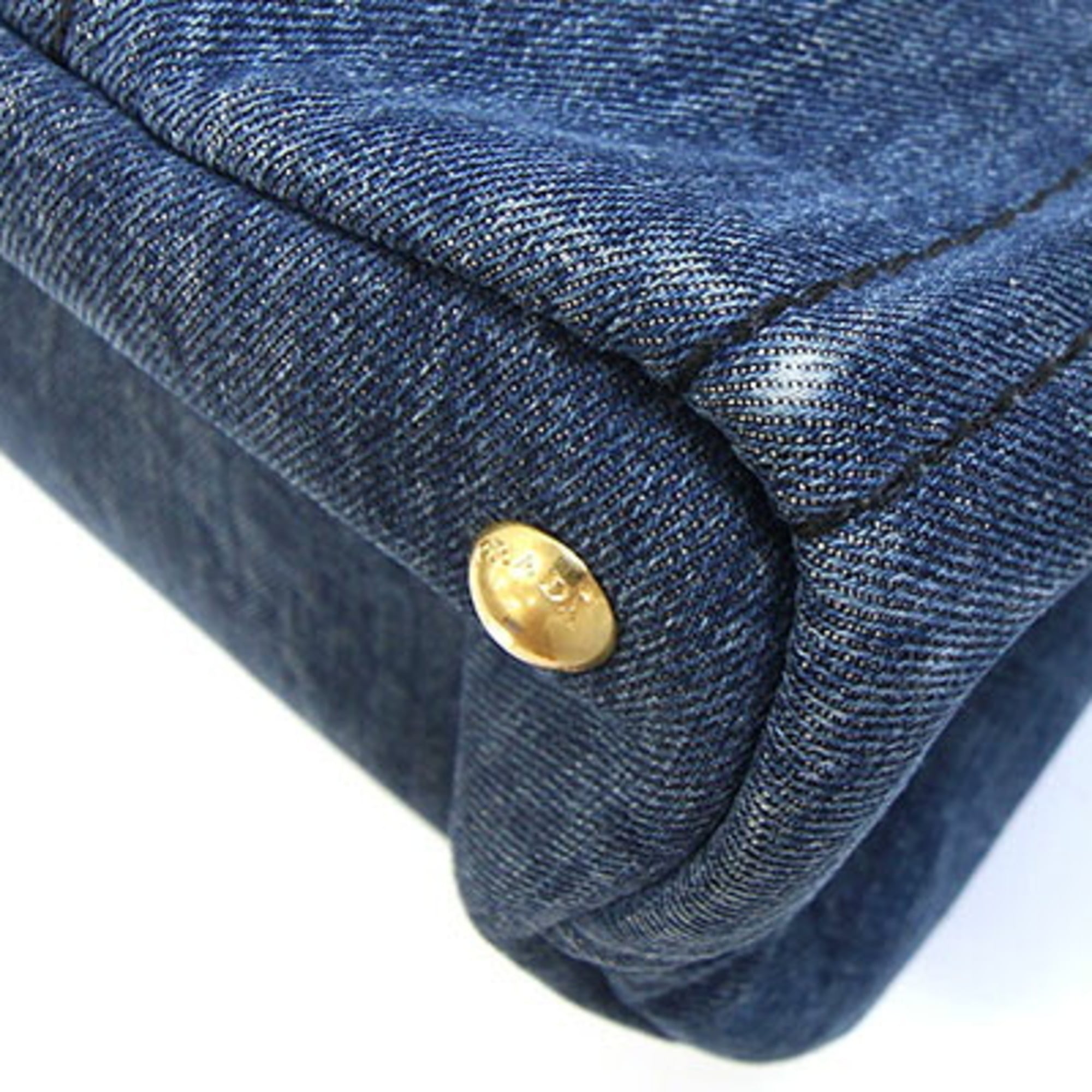 Prada Canapa Avio Blue Denim Handbag (Pre-Owned)