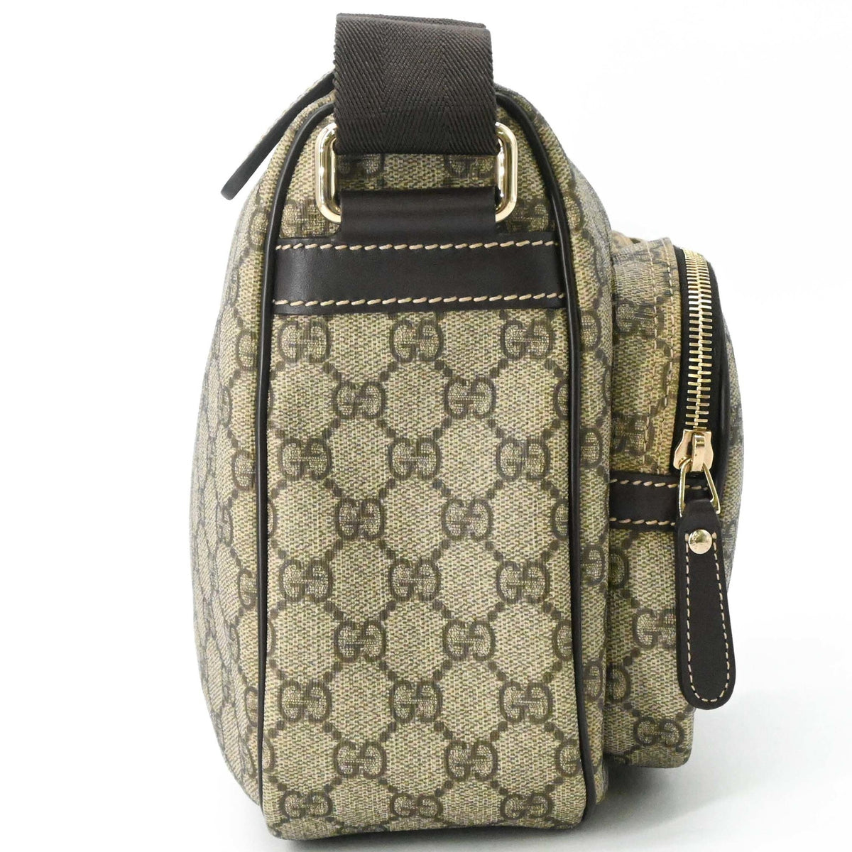 Gucci Beige Brown Gg Supreme Leather Shoulder Bag (Pre-Owned)
