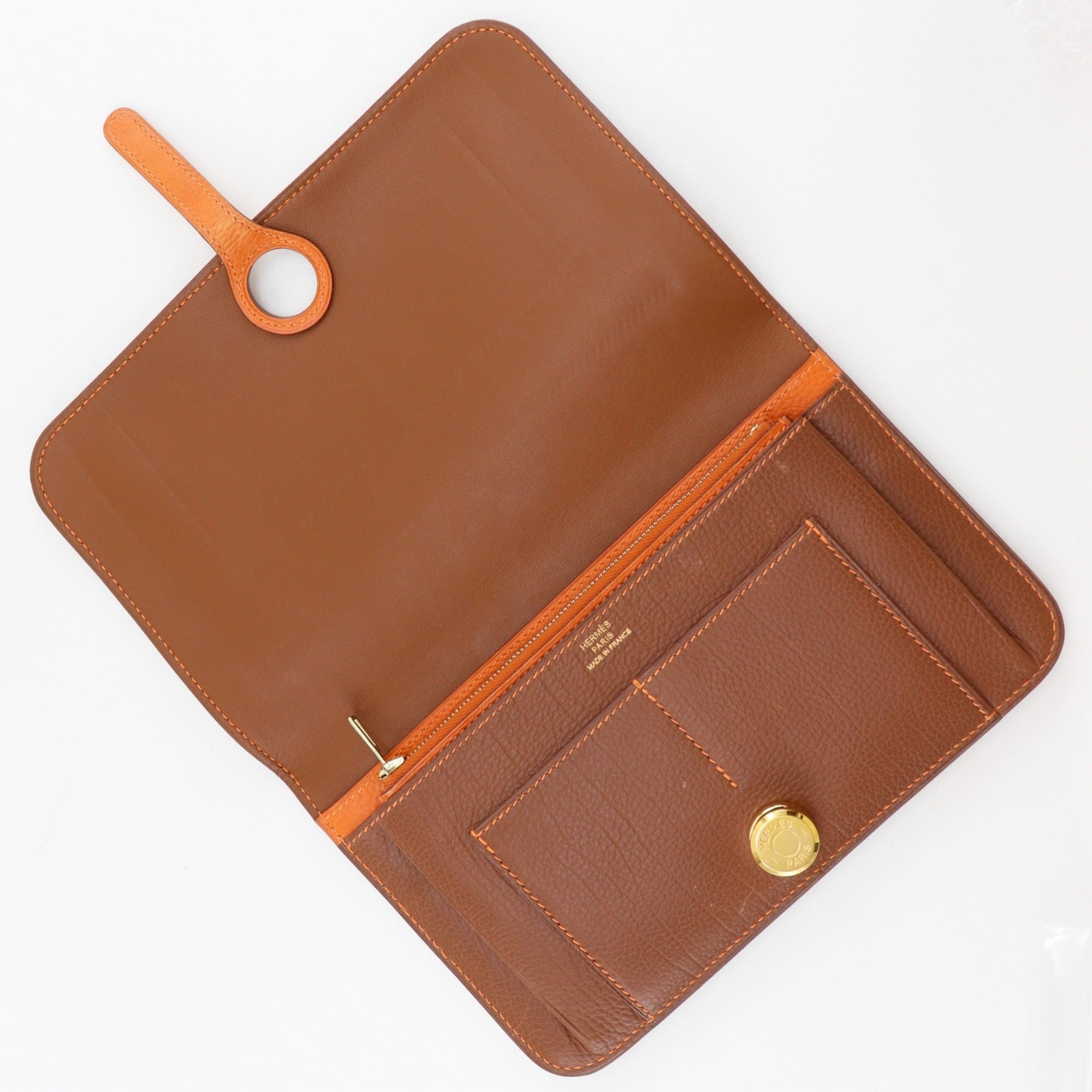 Hermes Brown Togo Leather Long Wallet (Bi-Fold) (Pre-Owned)