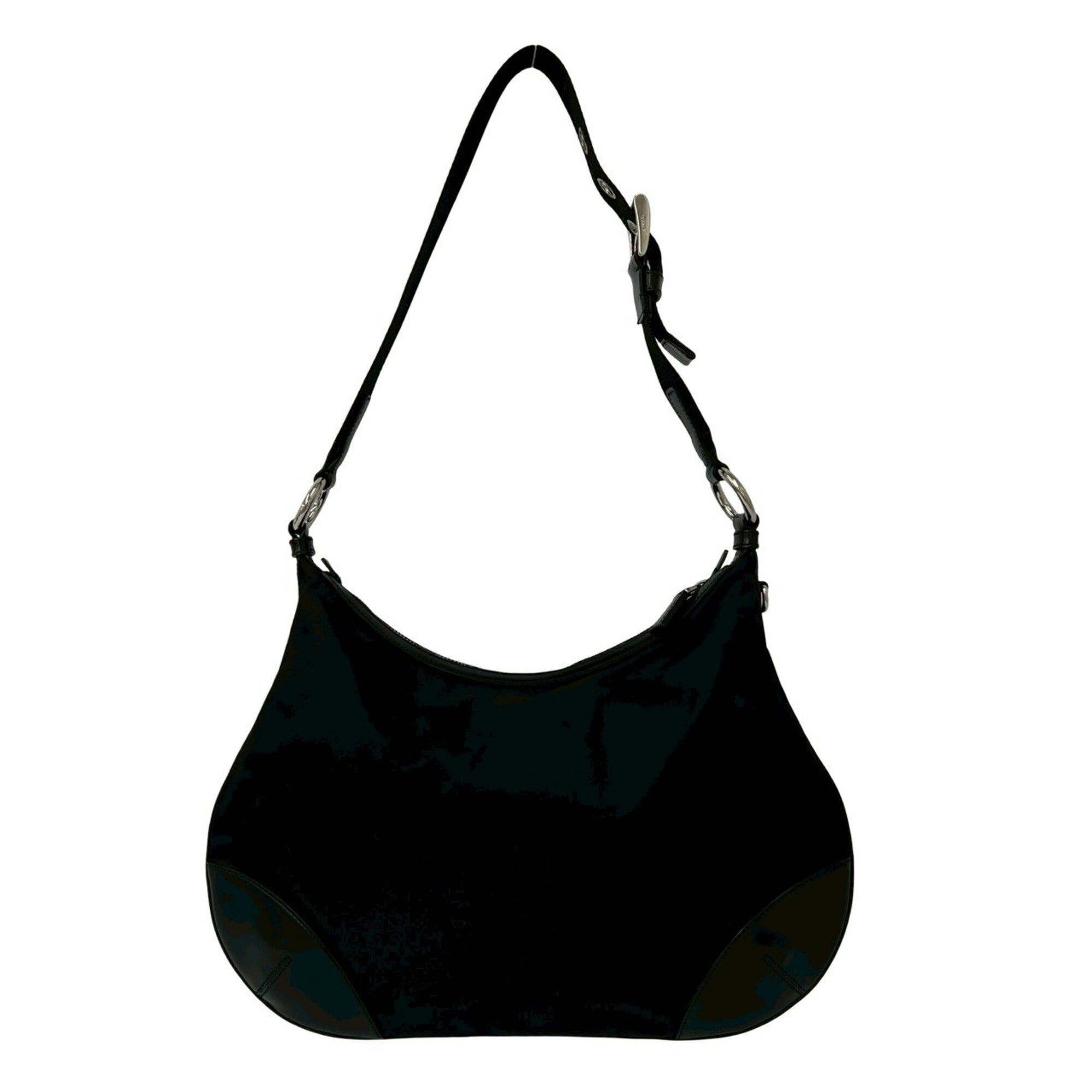 Prada Black Nylon Leather Shoulder Bag Tote Bag (Pre-Owned)