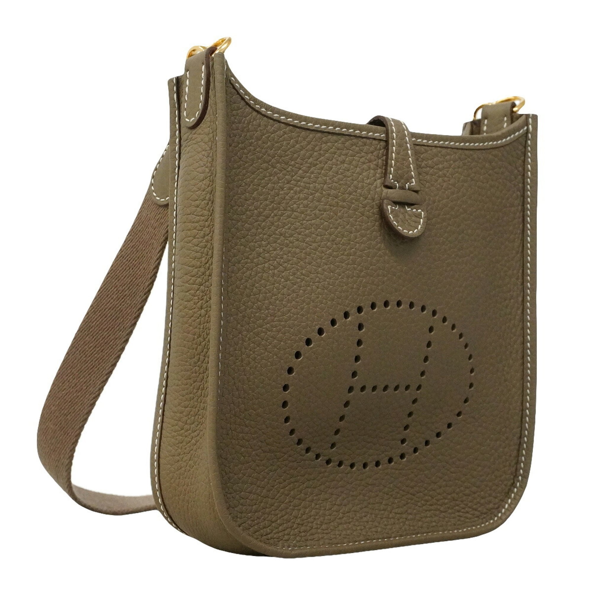 Hermes Etoupe Gray Taurillon Clemence Leather Shoulder Bag (Pre-Owned)